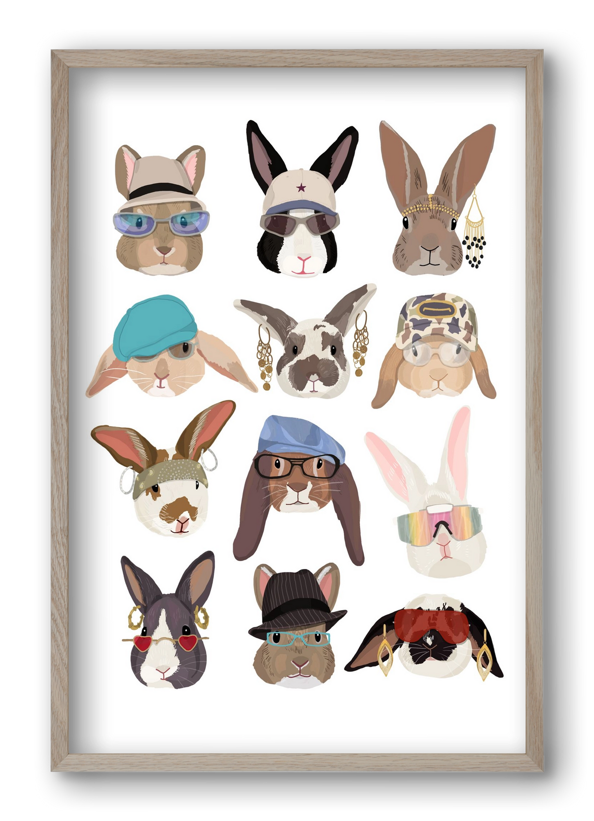 Rabbits wearing glasses in the 2000's , 40x60 cm (40x60 cm), Tölgy keret
