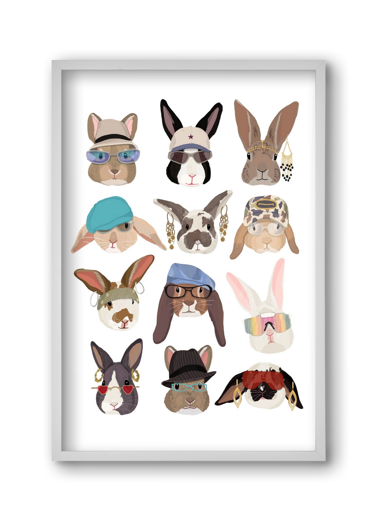 Rabbits wearing glasses in the 2000's , 30x45 cm (30x45 cm), Fehér keret