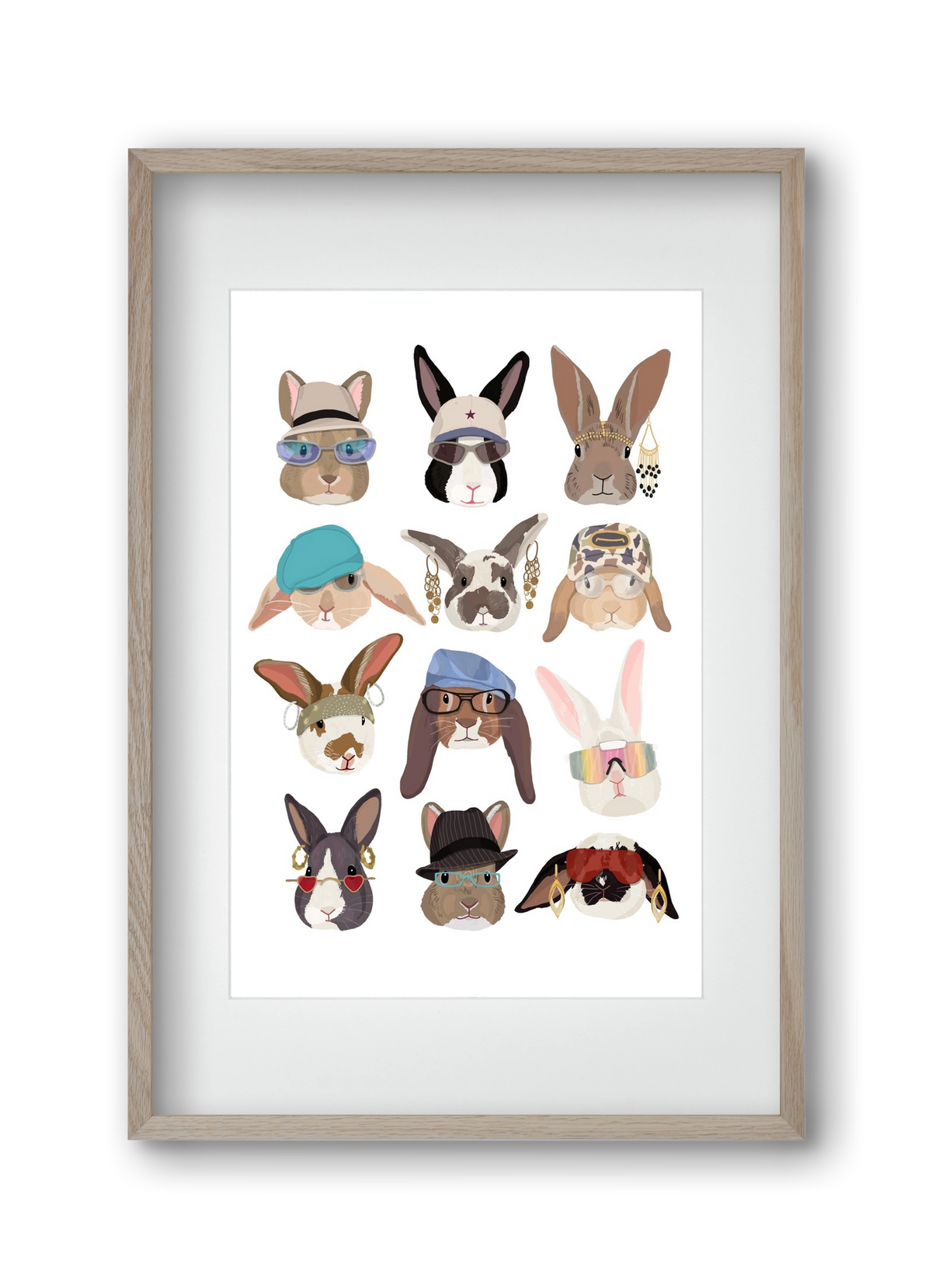 Rabbits wearing glasses in the 2000's , 30x45 cm (20x30 cm), Tölgy keret, paszpartuval