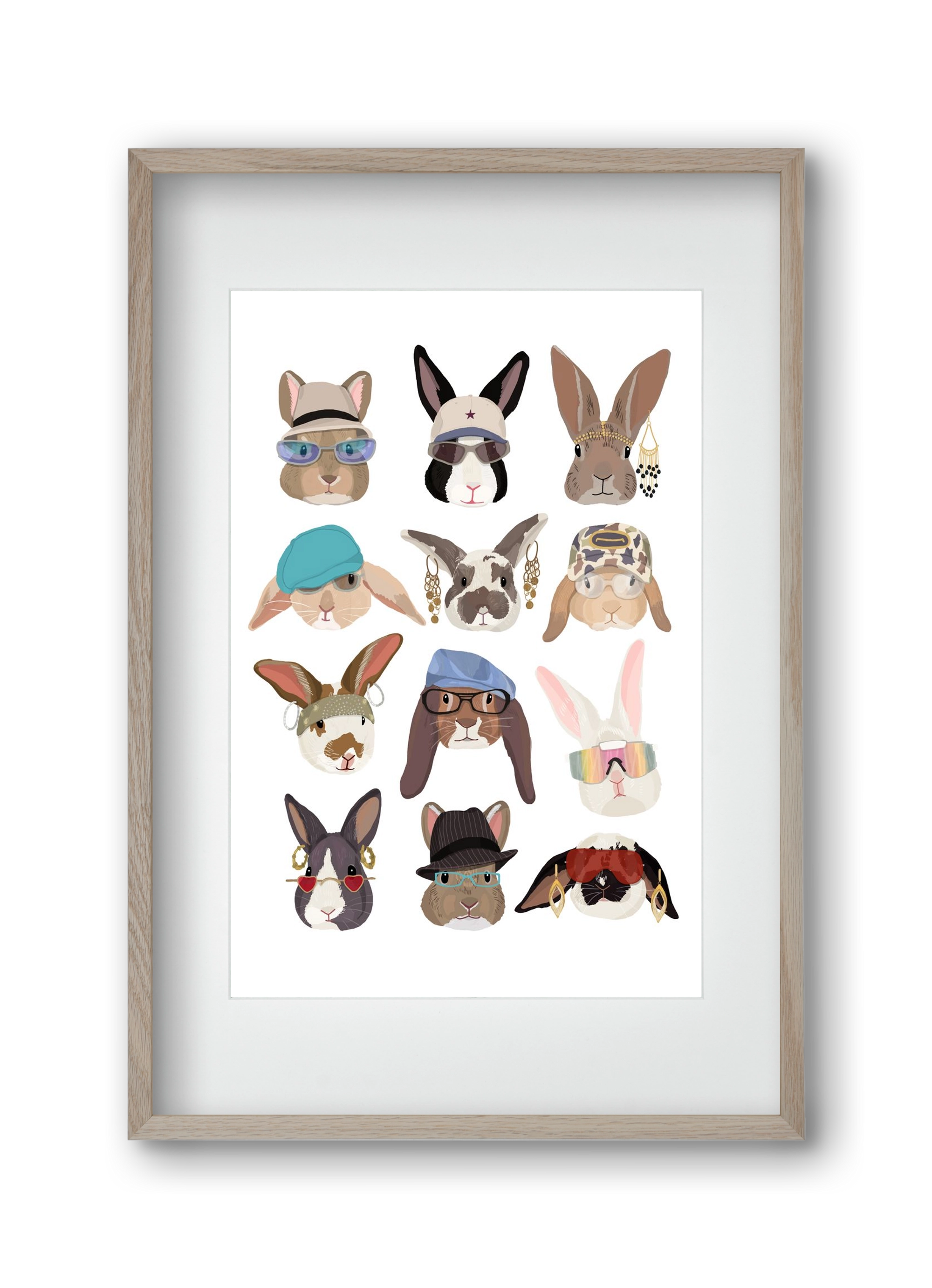 Rabbits wearing glasses in the 2000's , 30x45 cm (20x30 cm), Tölgy keret, paszpartuval