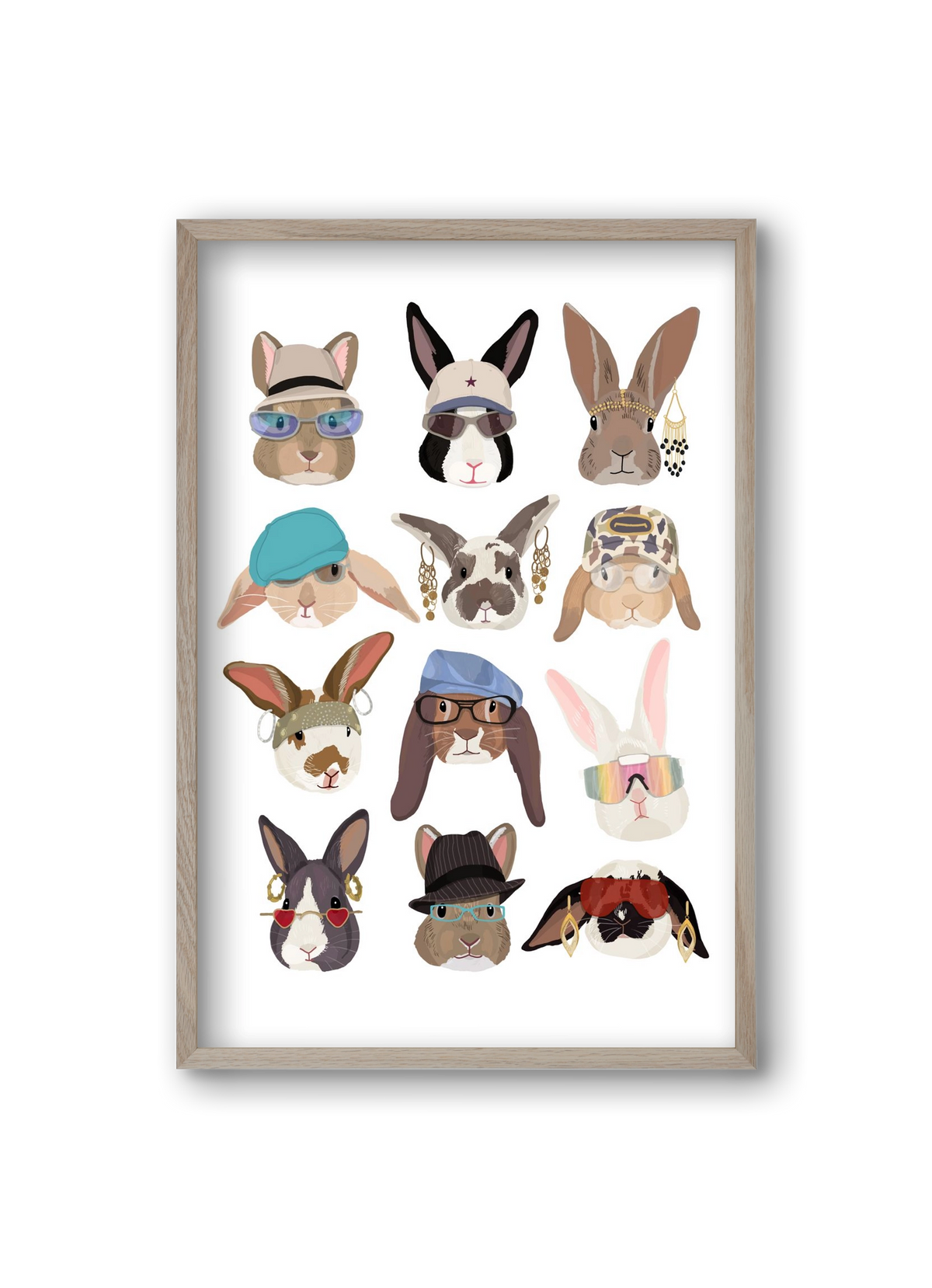 Rabbits wearing glasses in the 2000's , 20x30 cm (20x30 cm), Tölgy keret
