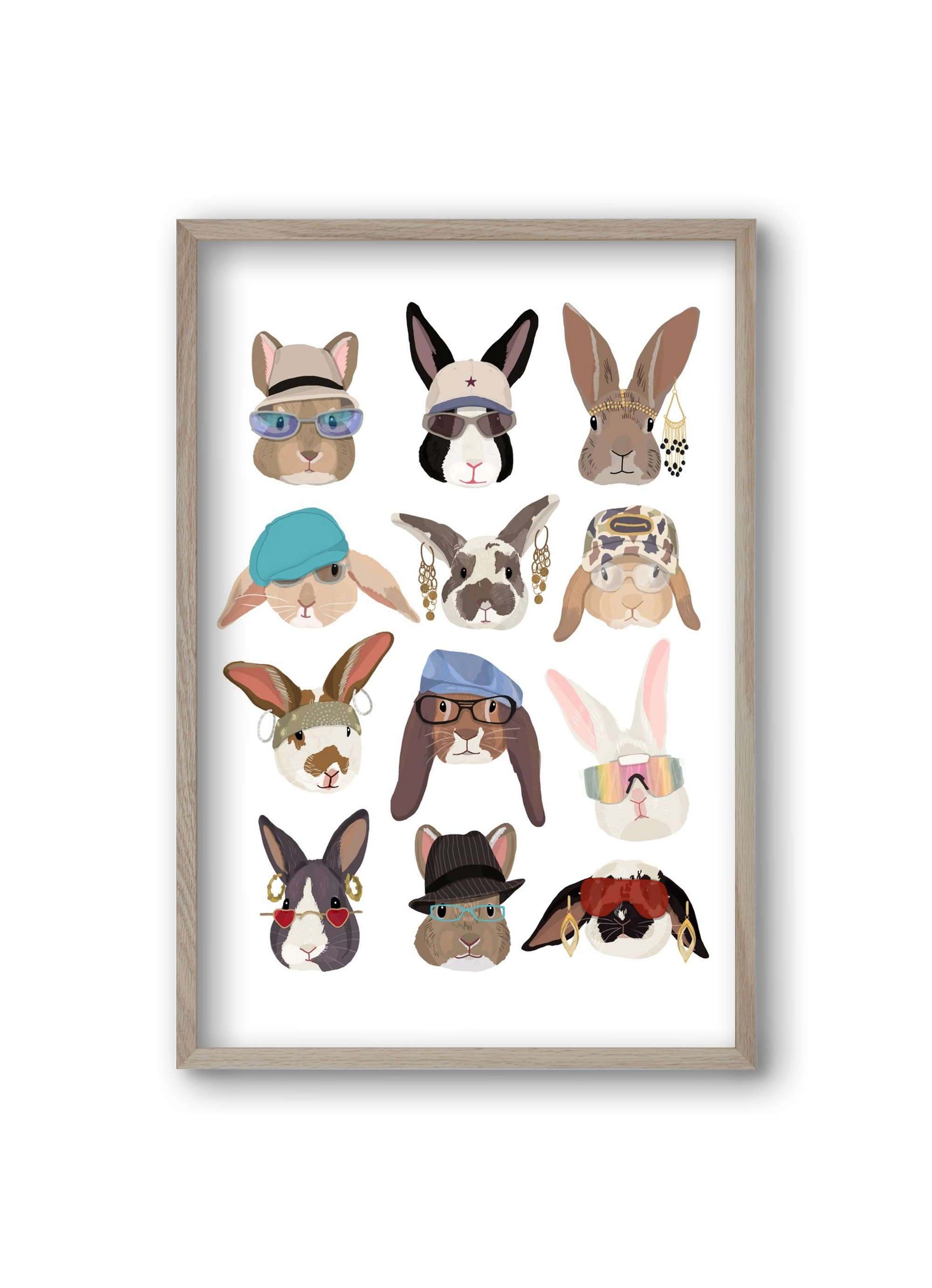 Rabbits wearing glasses in the 2000's , 20x30 cm (20x30 cm), Tölgy keret