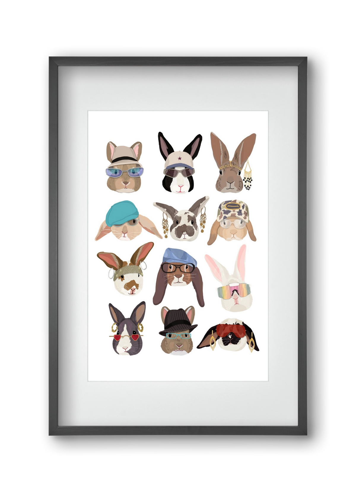 Rabbits wearing glasses in the 2000's , 30x45 cm (20x30 cm), Fekete keret, paszpartuval