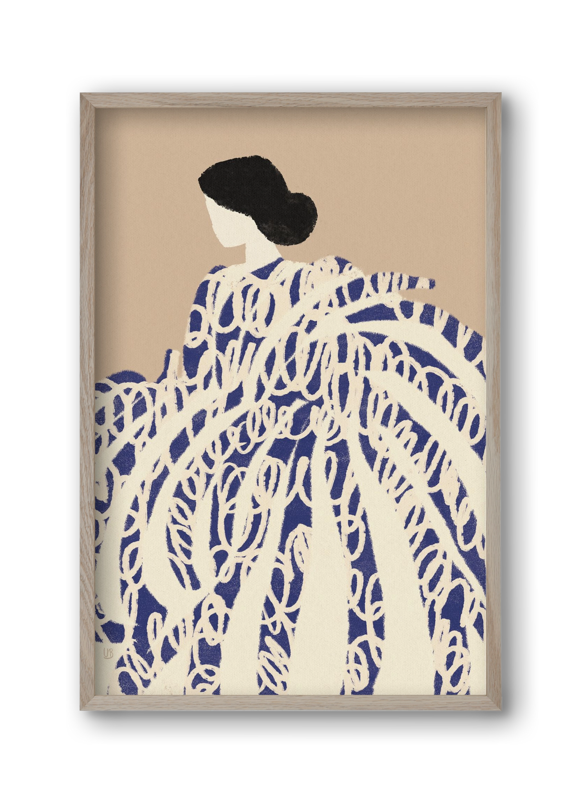 Twirly girl, 30x45 cm (30x45 cm), Tölgy keret