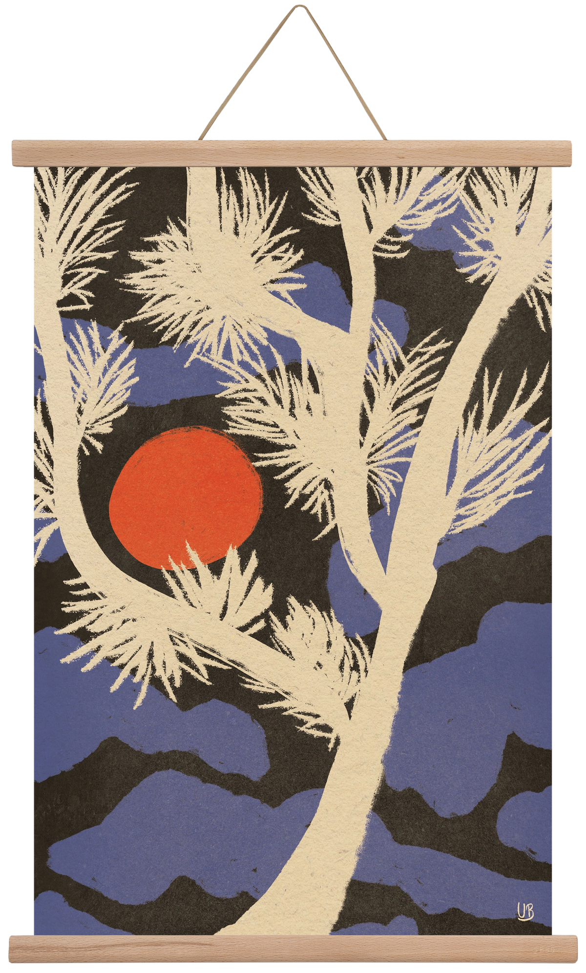 Japanese skies, 40x60 cm (40x60 cm), Tölgy akasztó