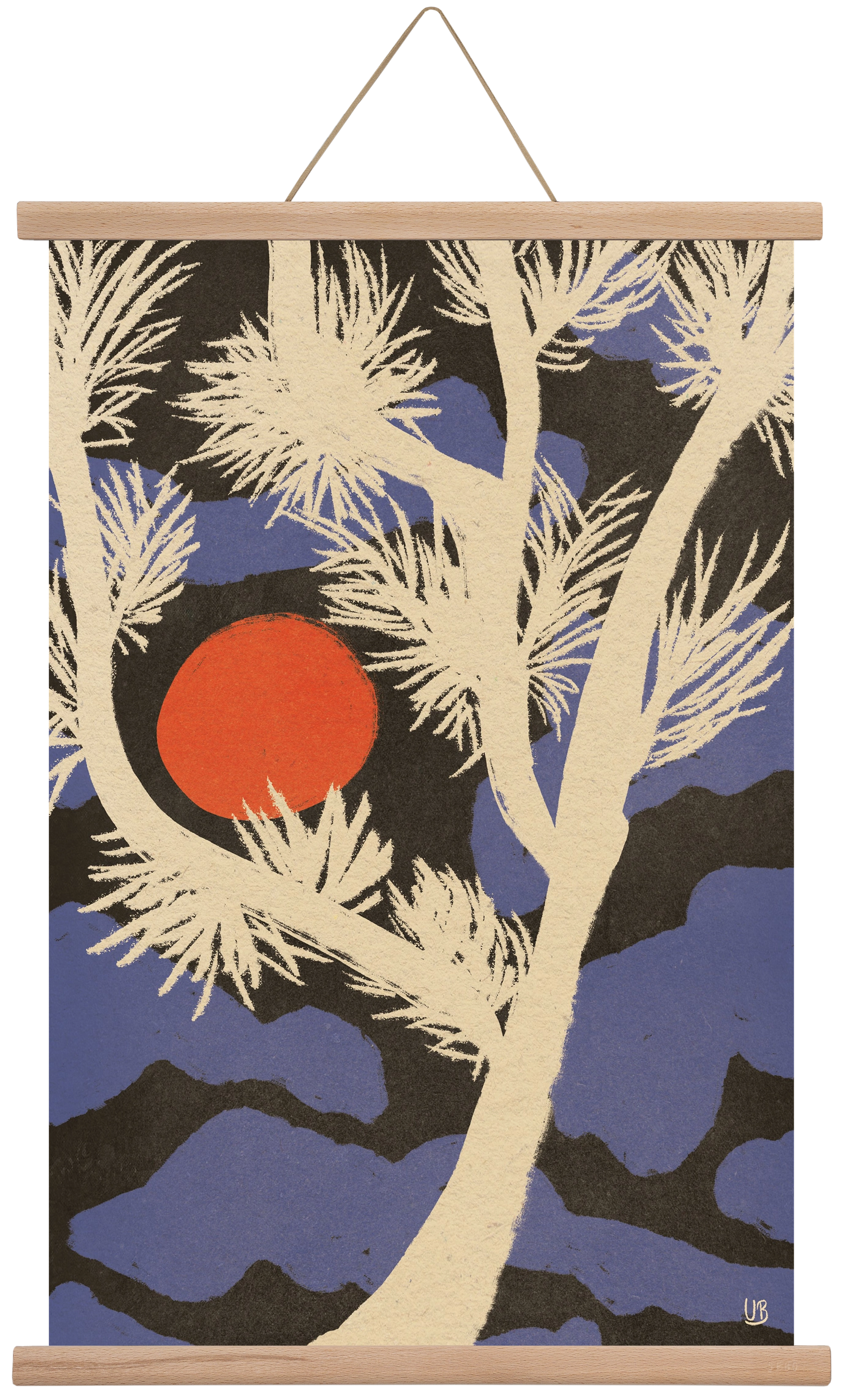 Japanese skies, 40x60 cm (40x60 cm), Tölgy akasztó