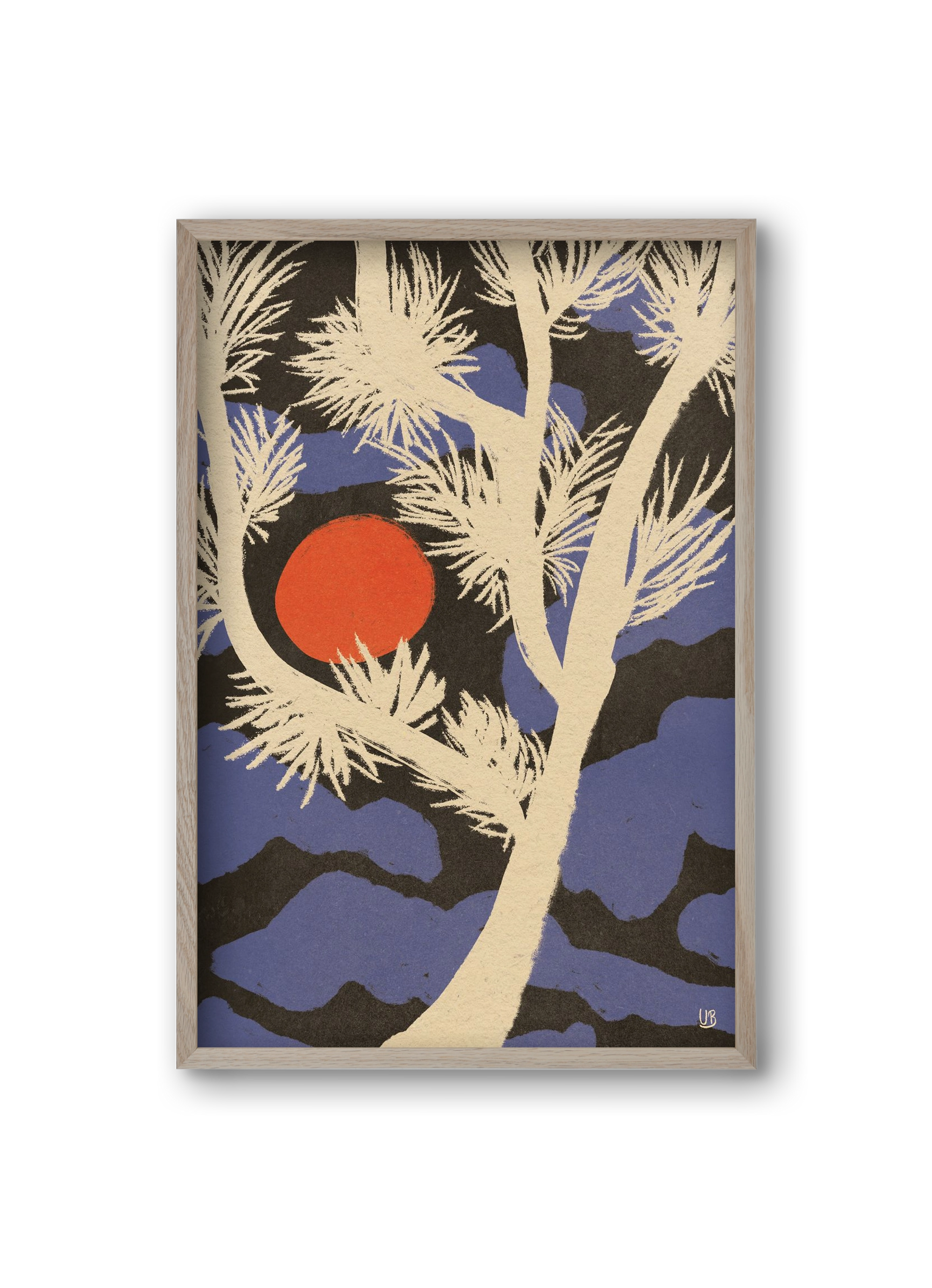 Japanese skies, 20x30 cm (20x30 cm), Tölgy keret