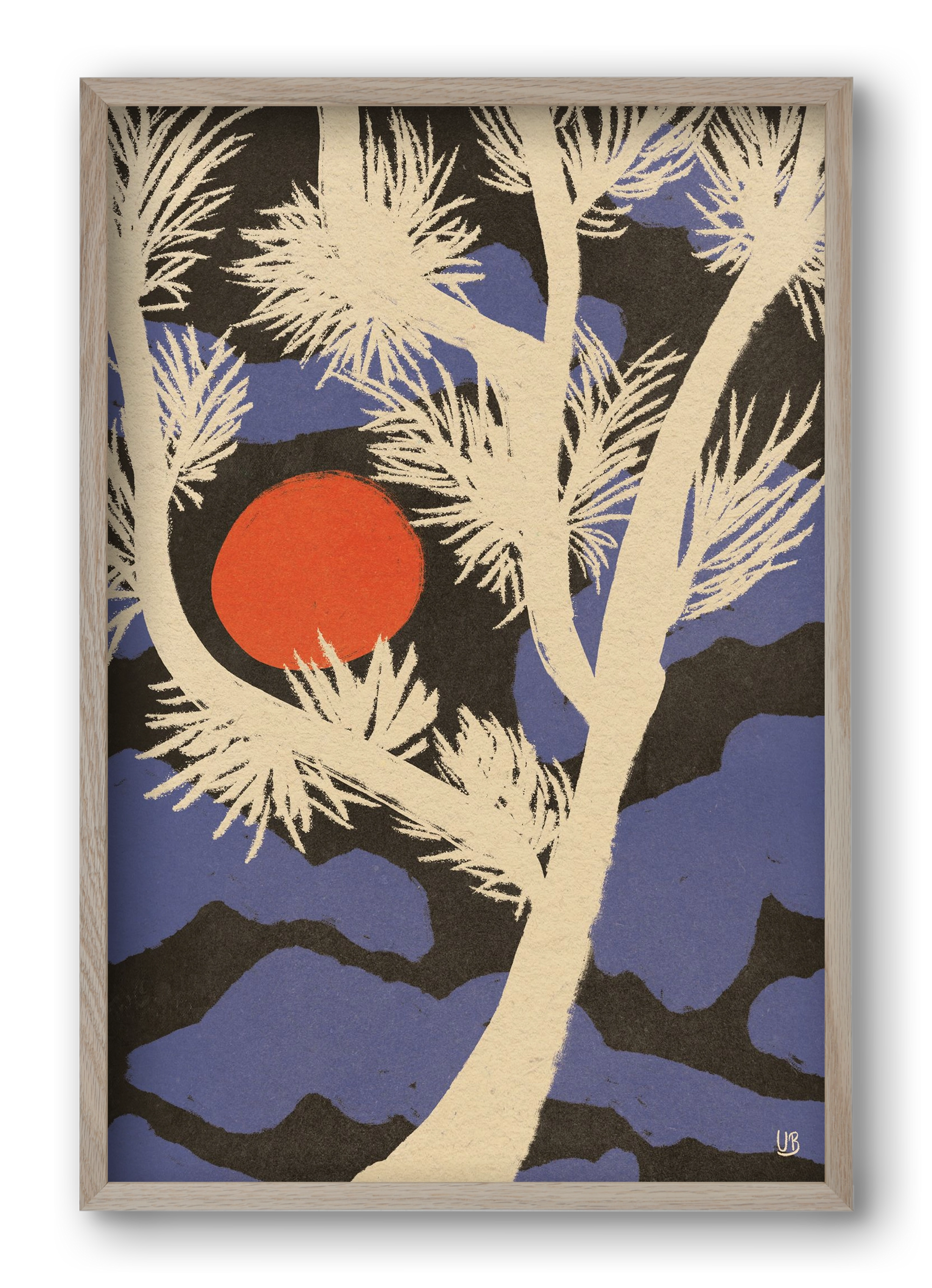 Japanese skies, 40x60 cm (40x60 cm), Tölgy keret