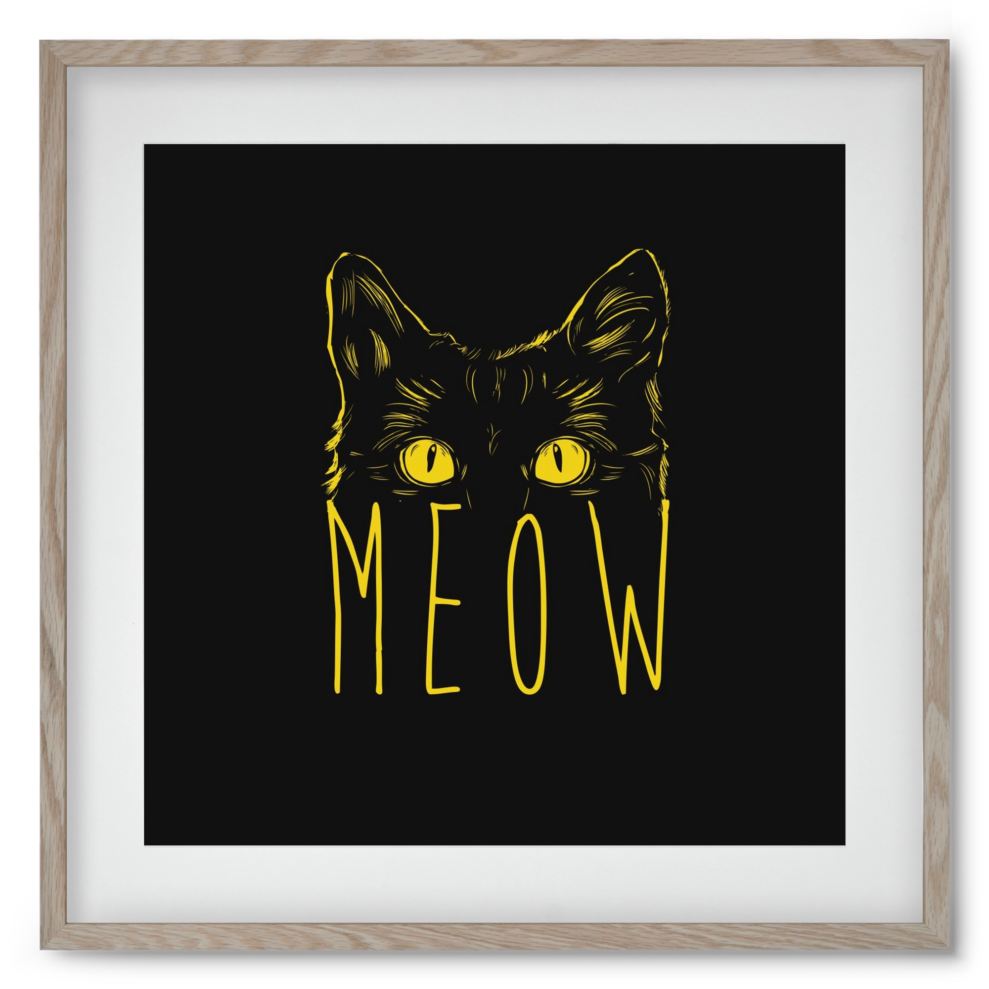 Meow, 50x50 cm (40x40 cm), Tölgy keret, paszpartuval