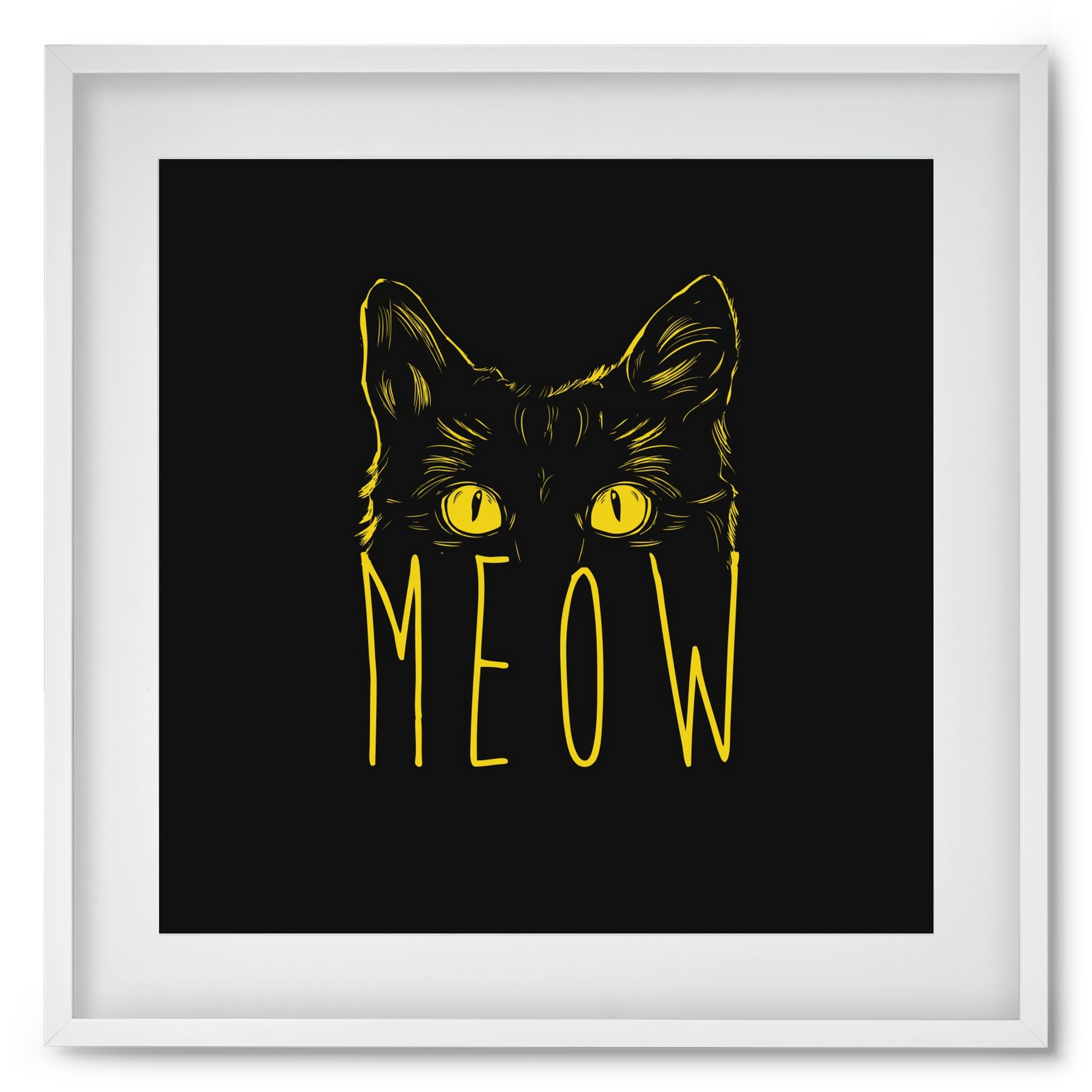 Meow, 50x50 cm (40x40 cm), Fehér keret, paszpartuval
