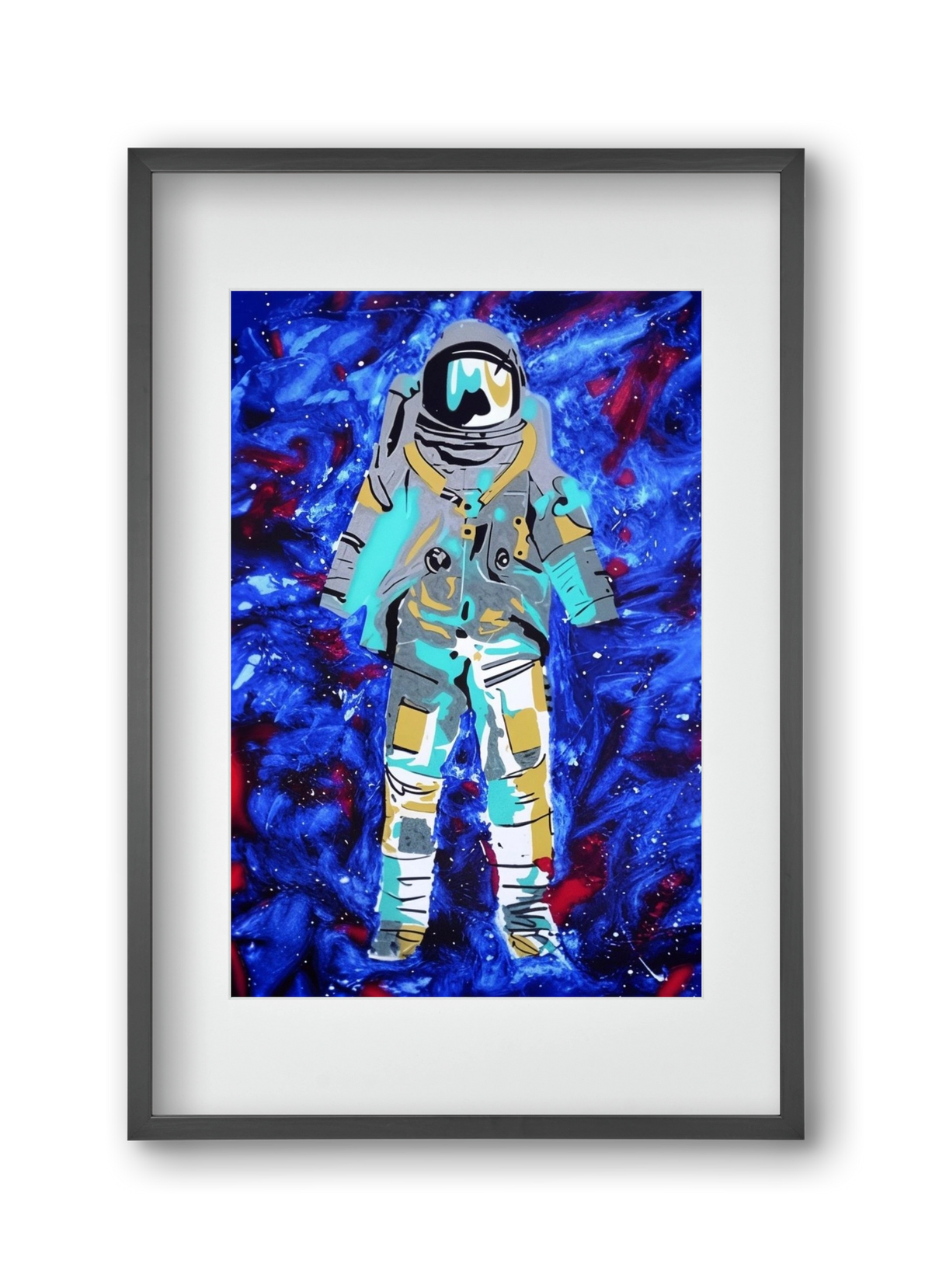 Astronaut, 30x45 cm (20x30 cm), Fekete keret, paszpartuval