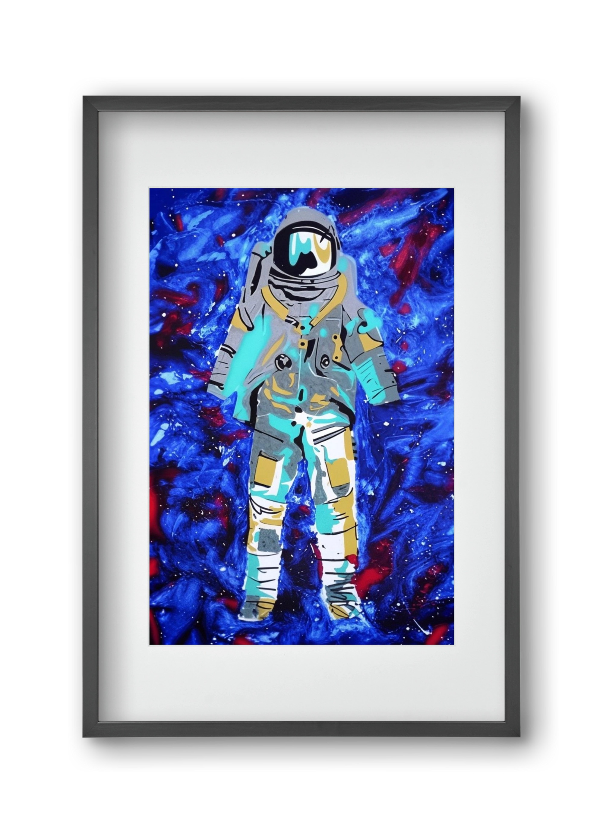 Astronaut, 30x45 cm (20x30 cm), Fekete keret, paszpartuval