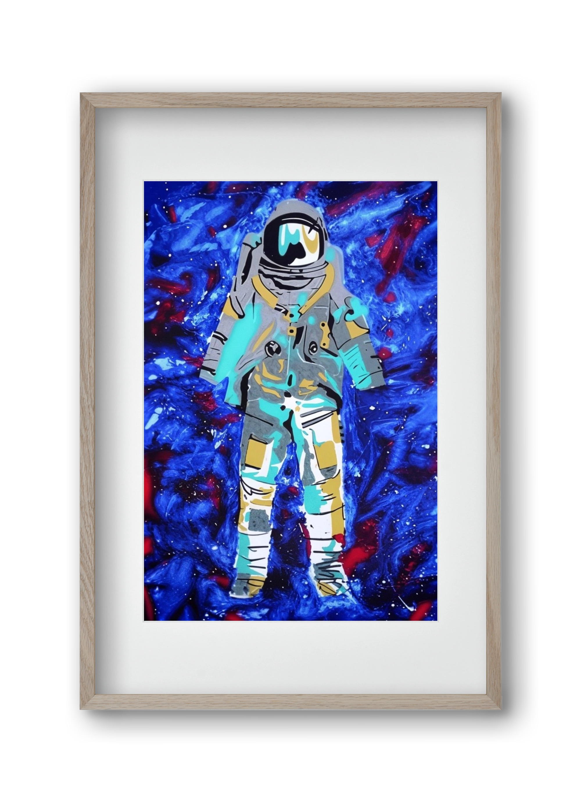 Astronaut, 30x45 cm (20x30 cm), Tölgy keret, paszpartuval