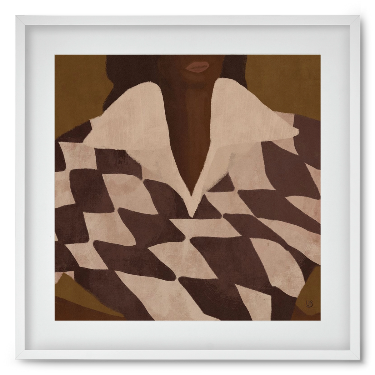 Wearing Checks, 50x50 cm (40x40 cm), Fehér keret, paszpartuval