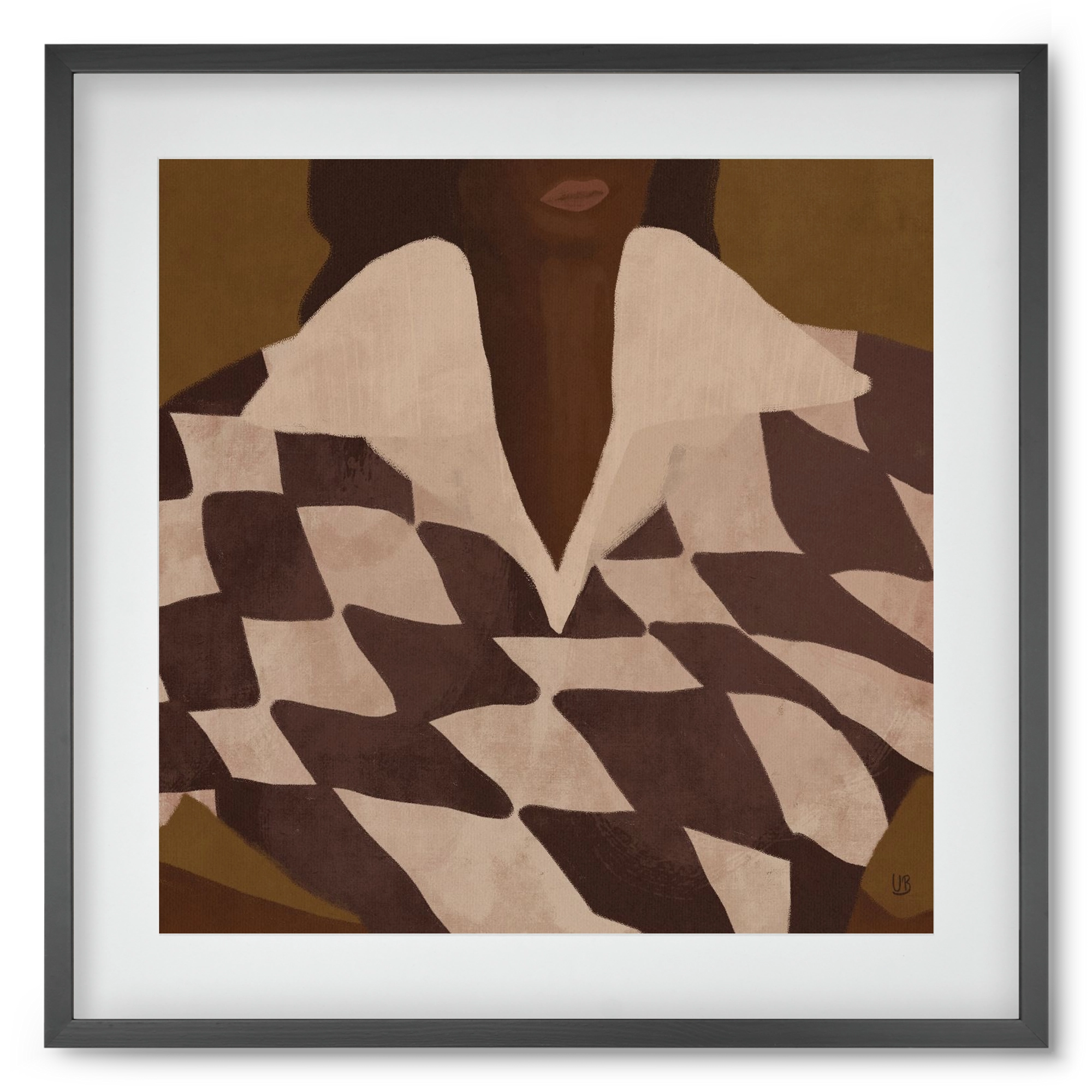 Wearing Checks, 50x50 cm (40x40 cm), Fekete keret, paszpartuval