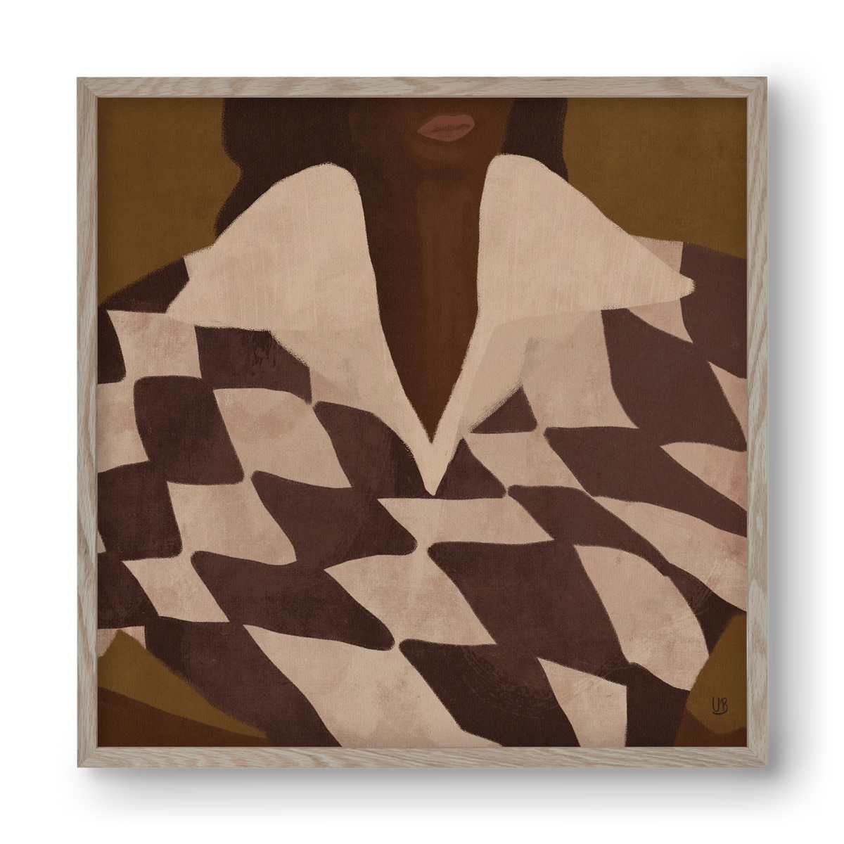 Wearing Checks, 40x40 cm (40x40 cm), Tölgy keret