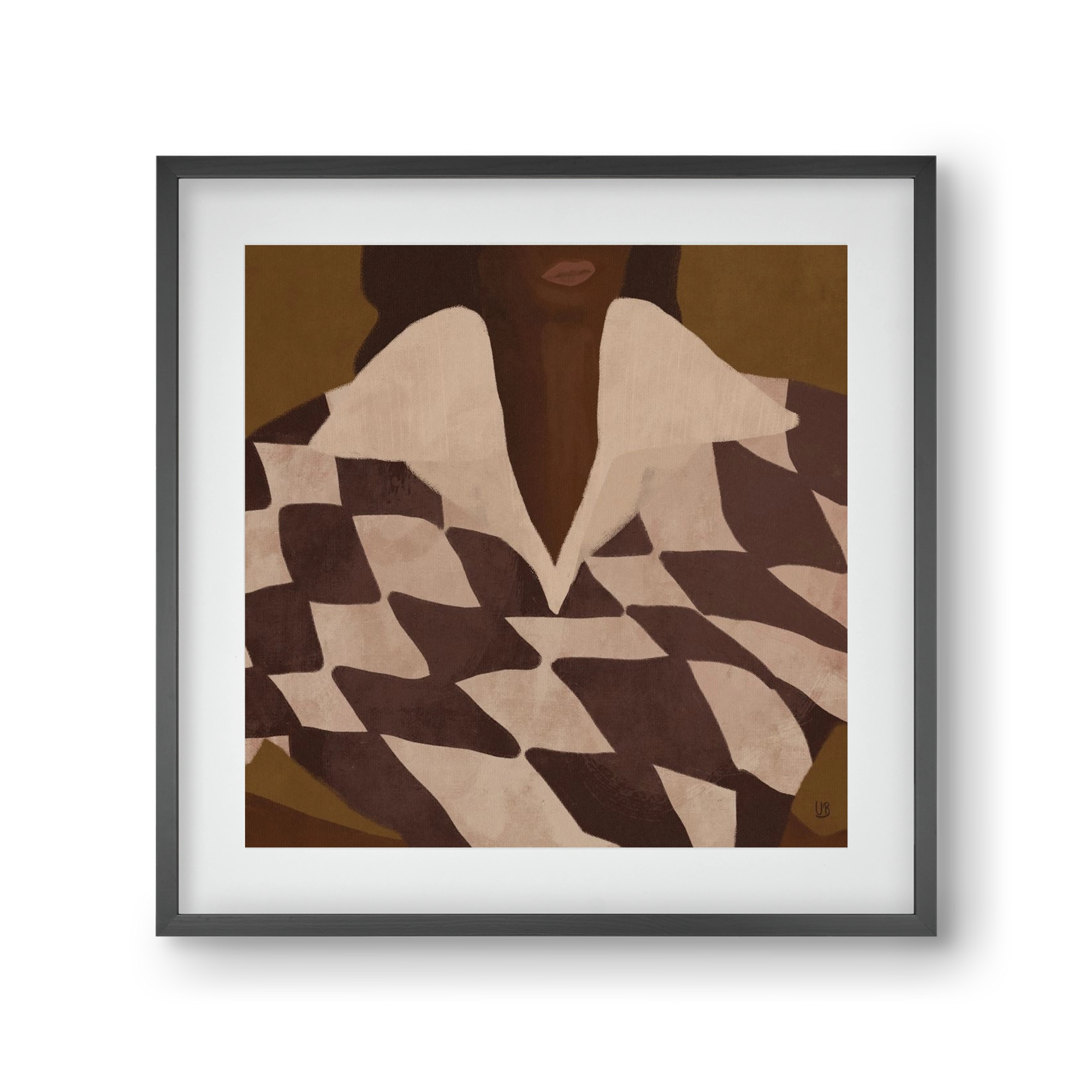 Wearing Checks, 30x30 cm (20x20 cm), Fekete keret, paszpartuval