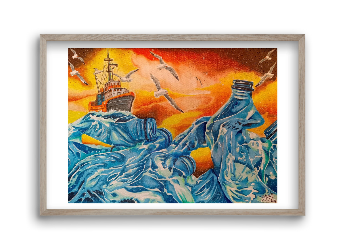 Plastic, 45x30 cm (45x30 cm), Tölgy keret