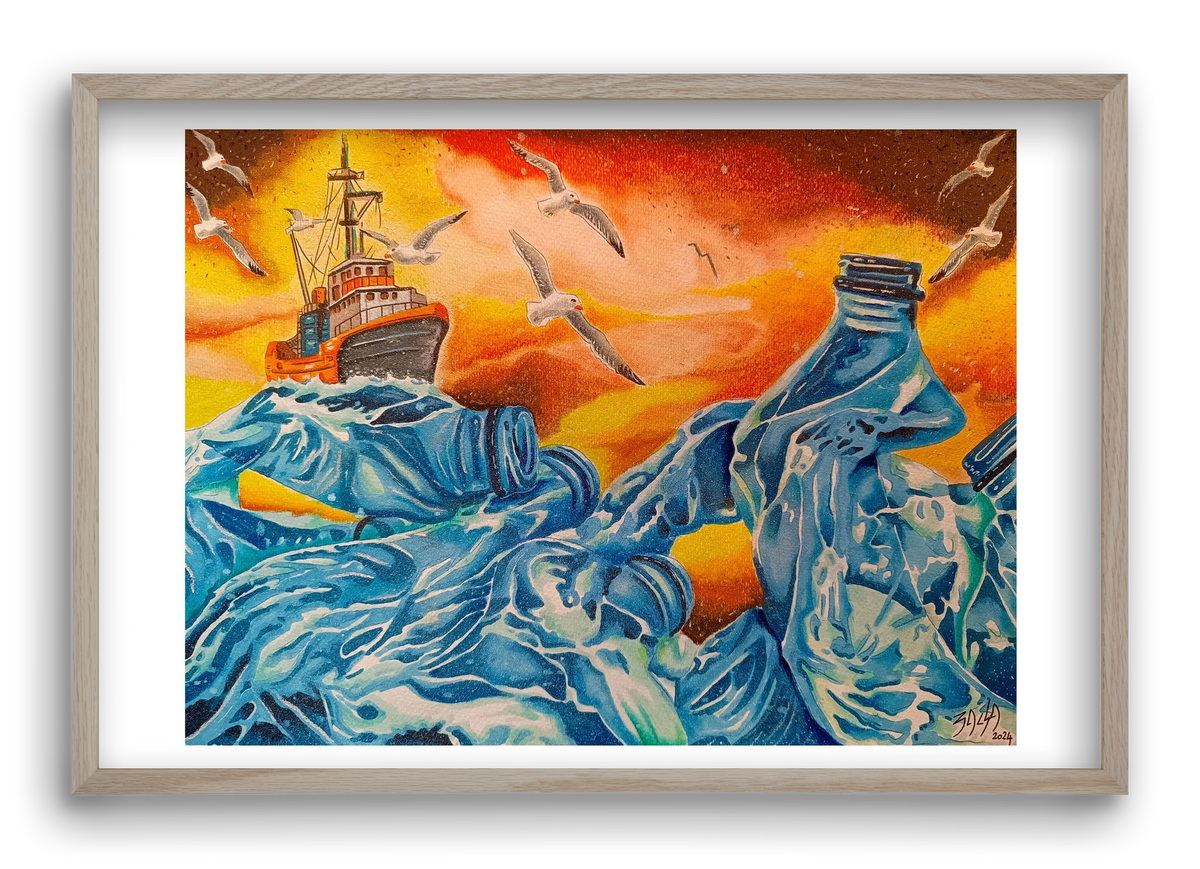Plastic, 60x40 cm (60x40 cm), Tölgy keret