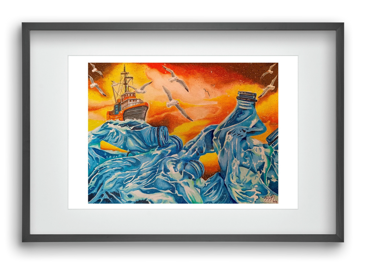 Plastic, 60x40 cm (45x30 cm), Fekete keret, paszpartuval