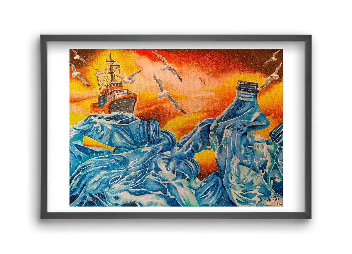 Plastic, 45x30 cm (45x30 cm), Fekete keret