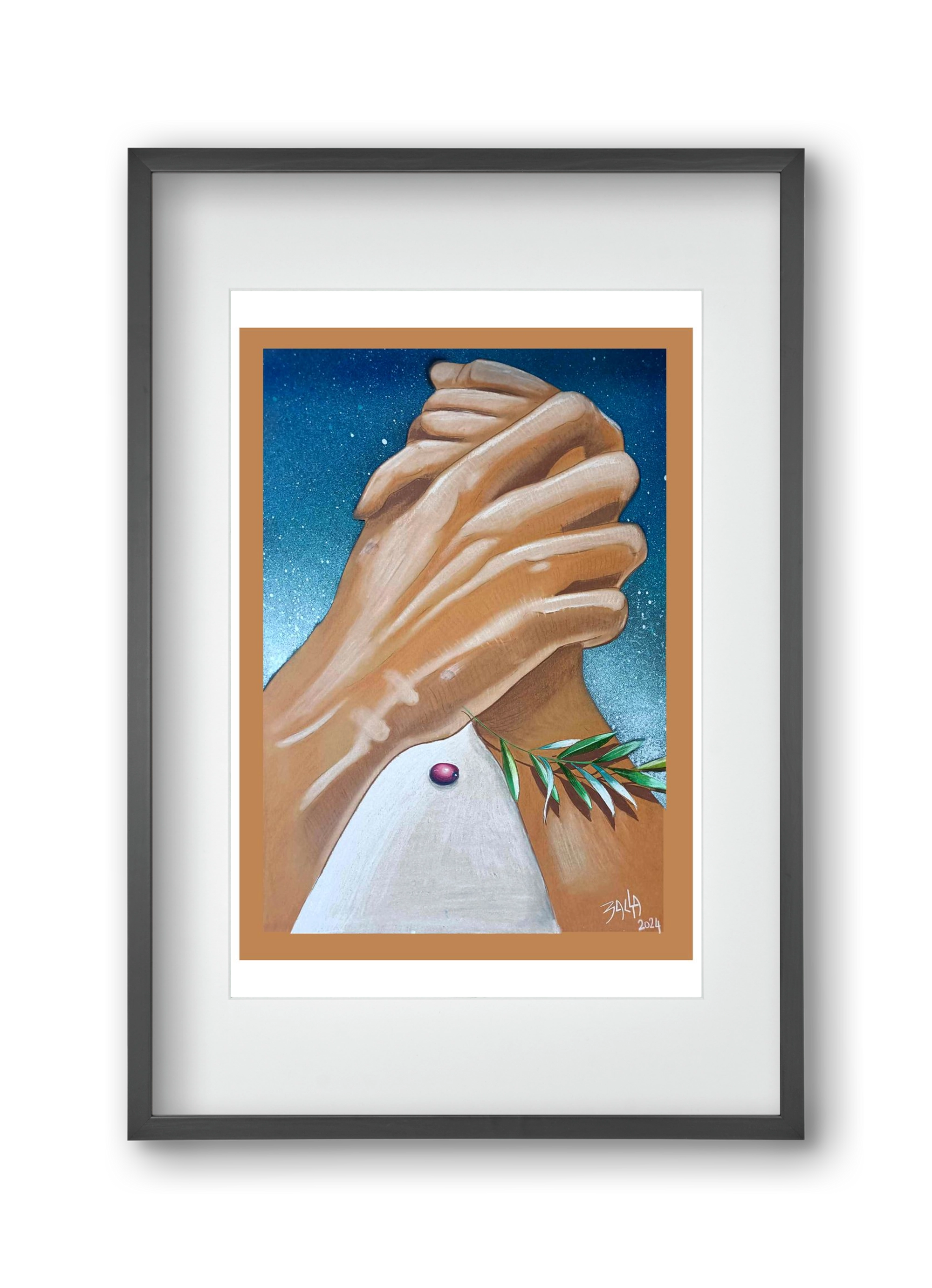 peace, 30x45 cm (20x30 cm), Fekete keret, paszpartuval