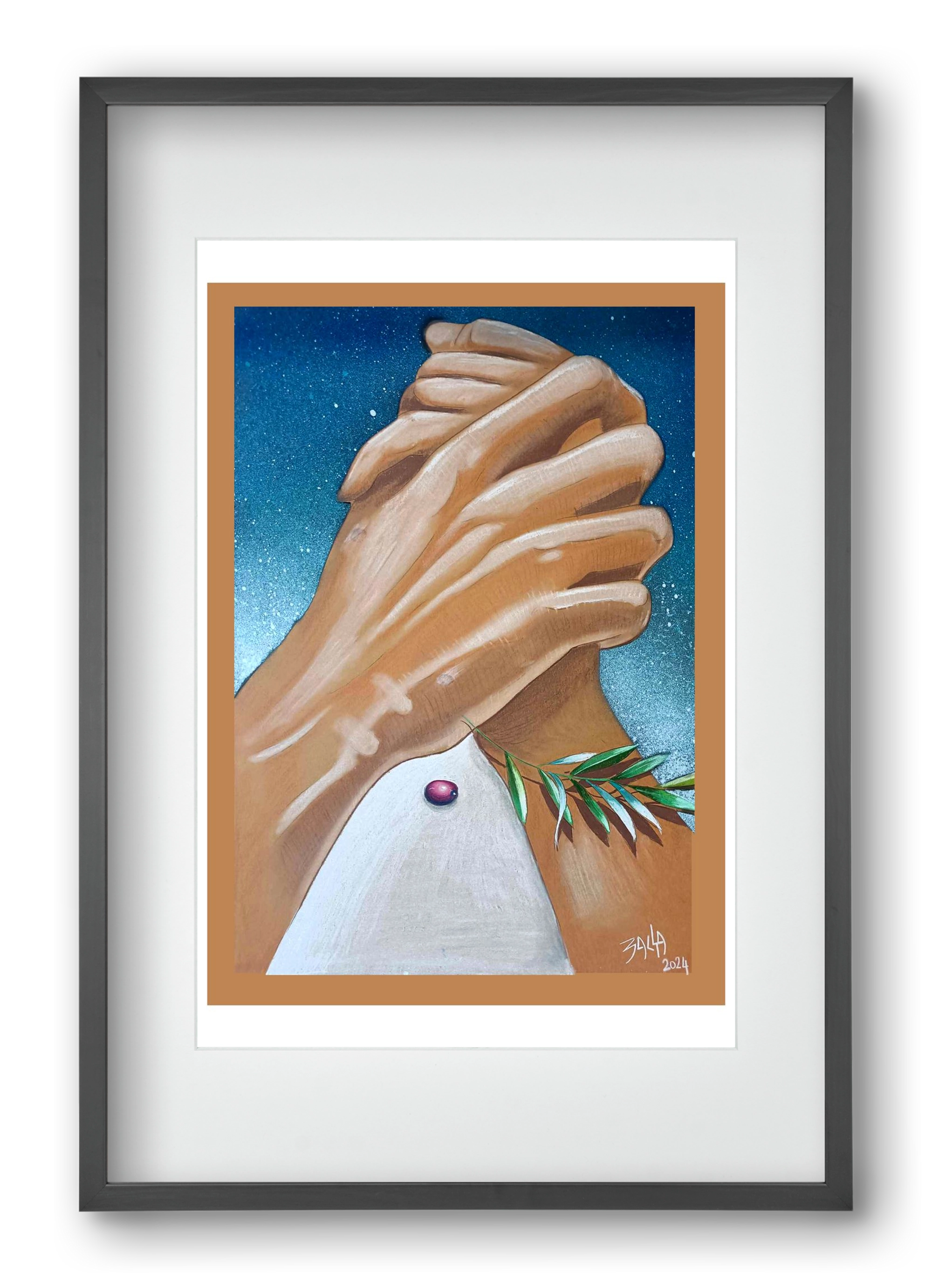 peace, 40x60 cm (30x45 cm), Fekete keret, paszpartuval