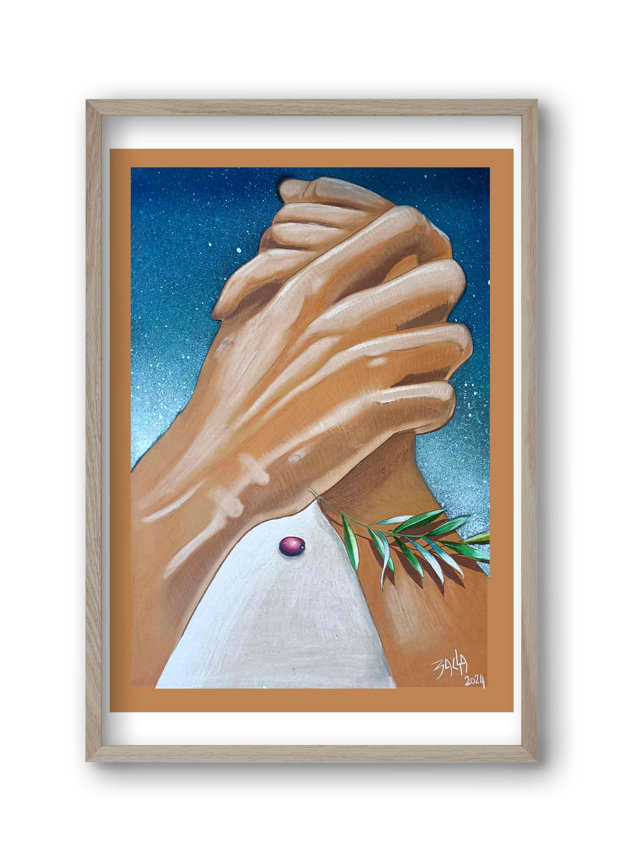 peace, 30x45 cm (30x45 cm), Tölgy keret