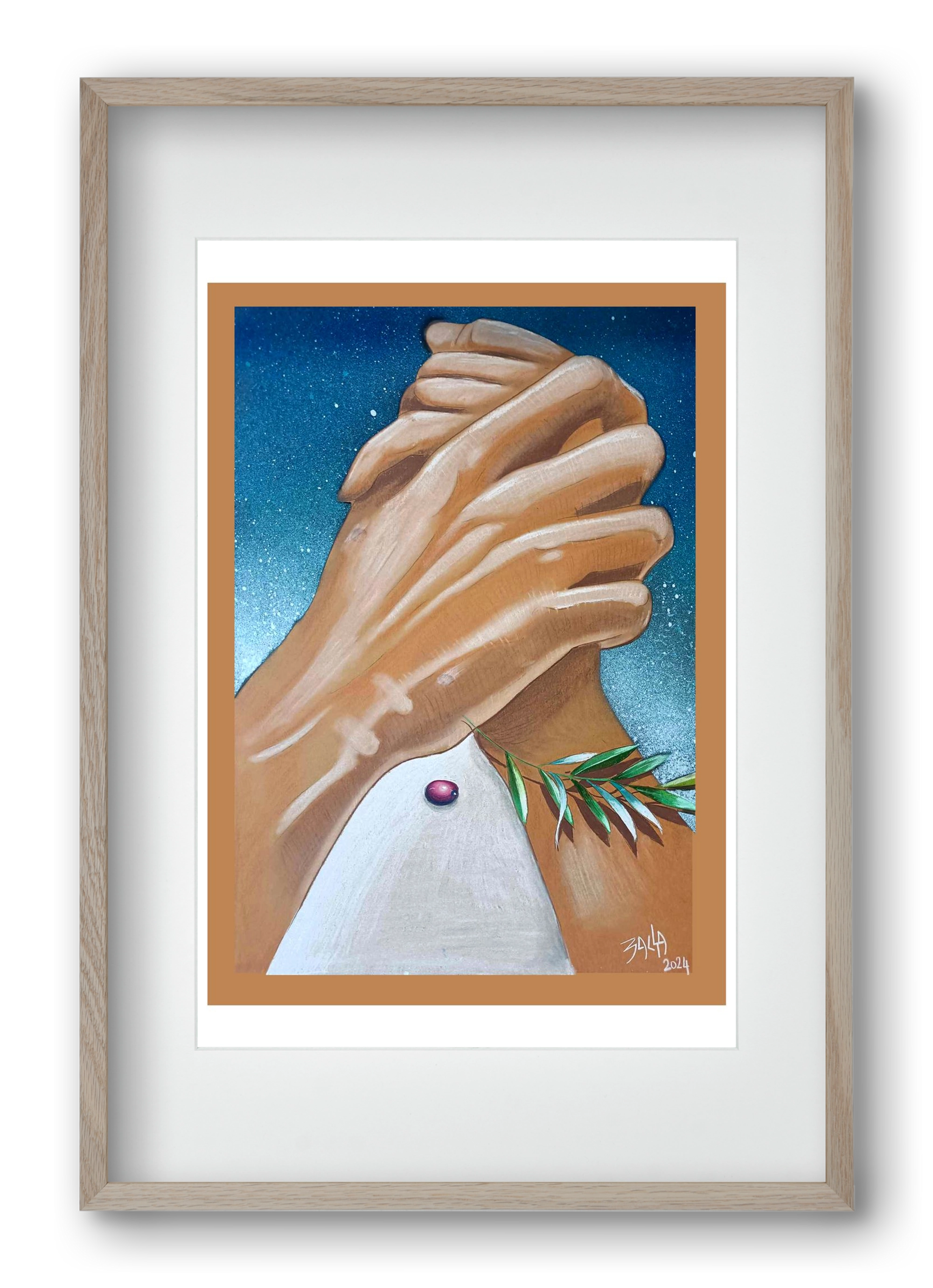 peace, 40x60 cm (30x45 cm), Tölgy keret, paszpartuval
