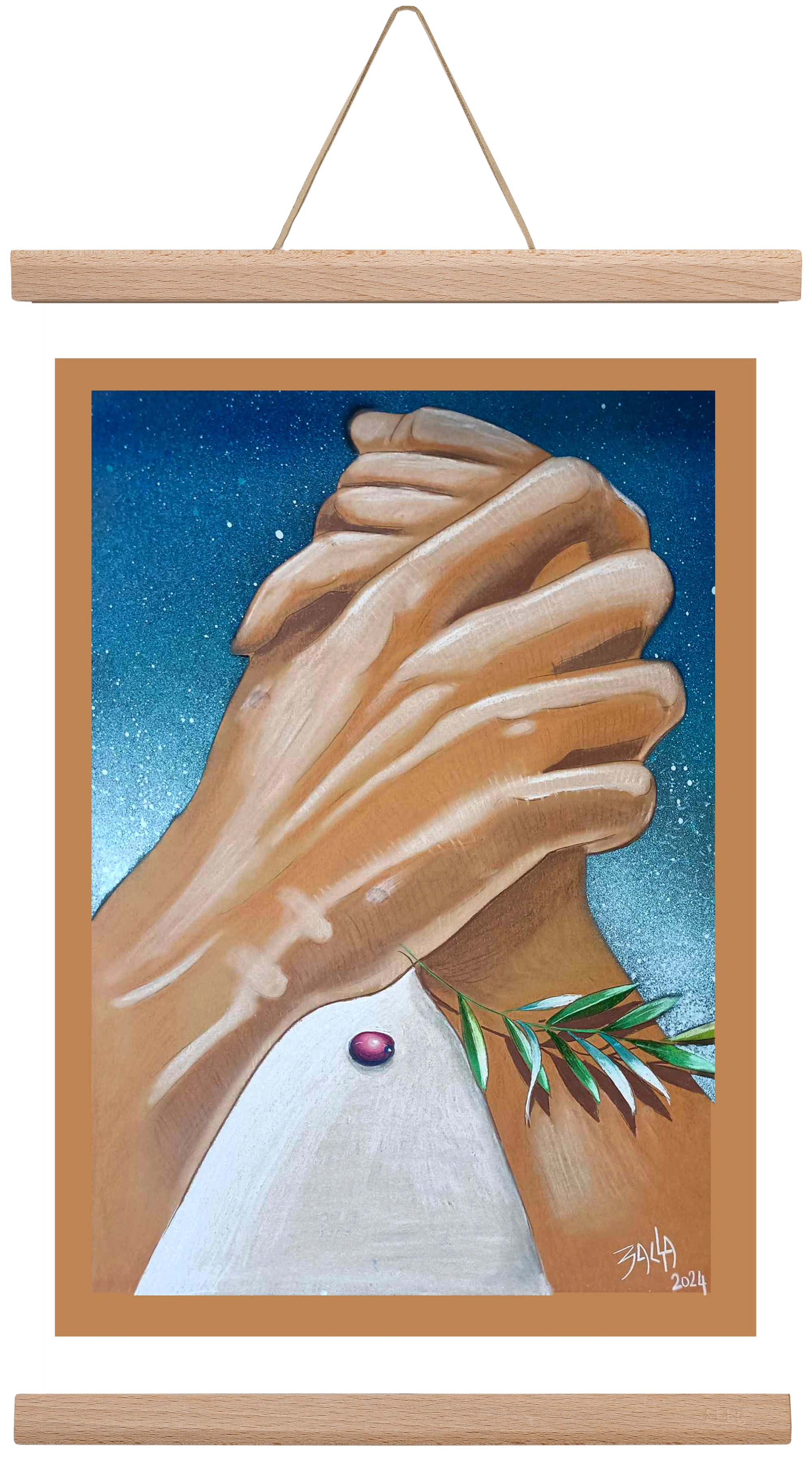 peace, 30x45 cm (30x45 cm), Tölgy akasztó