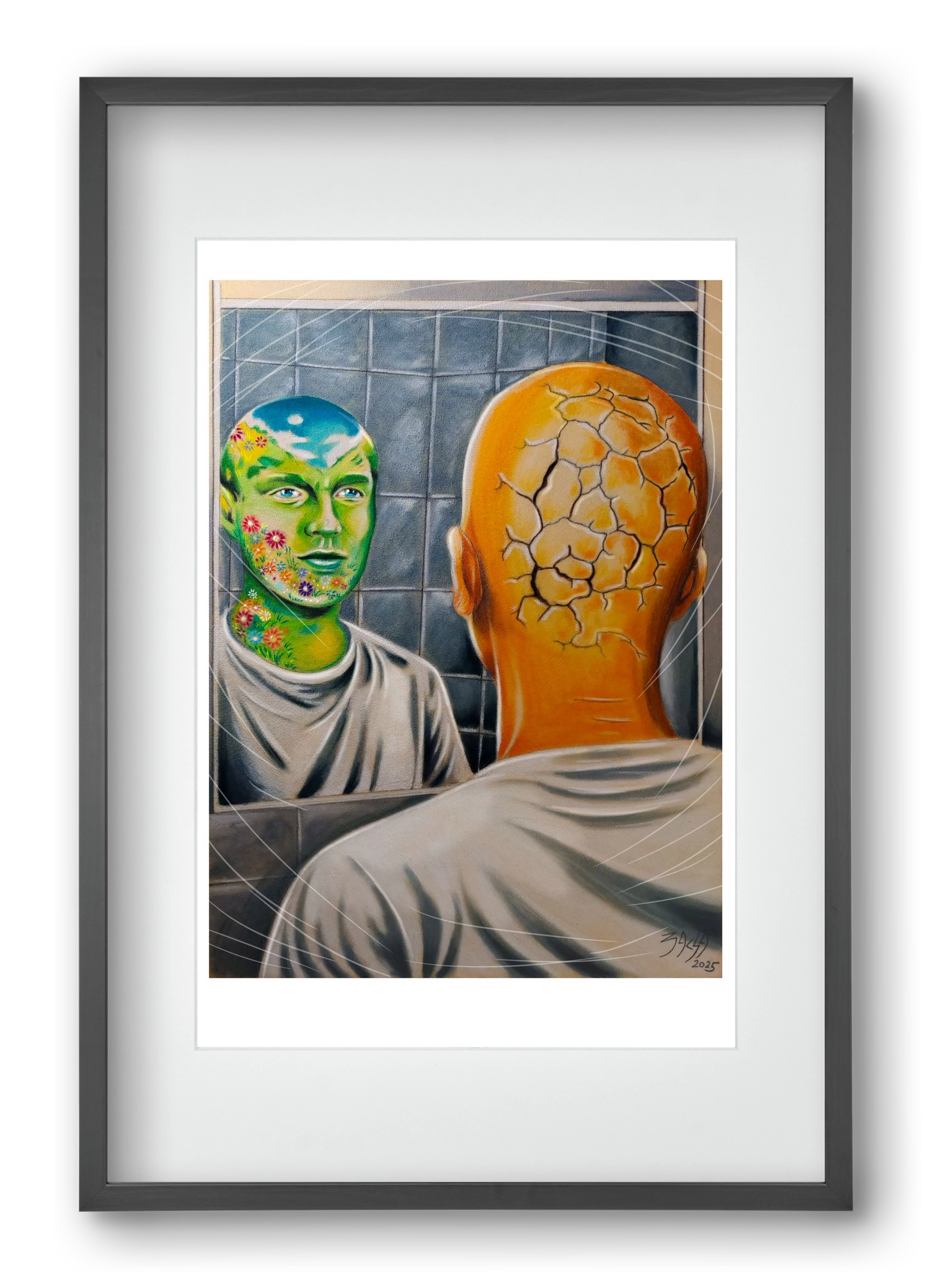 mirror, 40x60 cm (30x45 cm), Fekete keret, paszpartuval