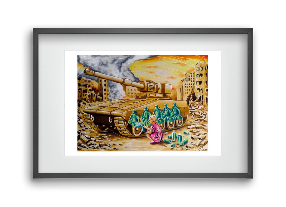 graffiti, 45x30 cm (30x20 cm), Fekete keret, paszpartuval