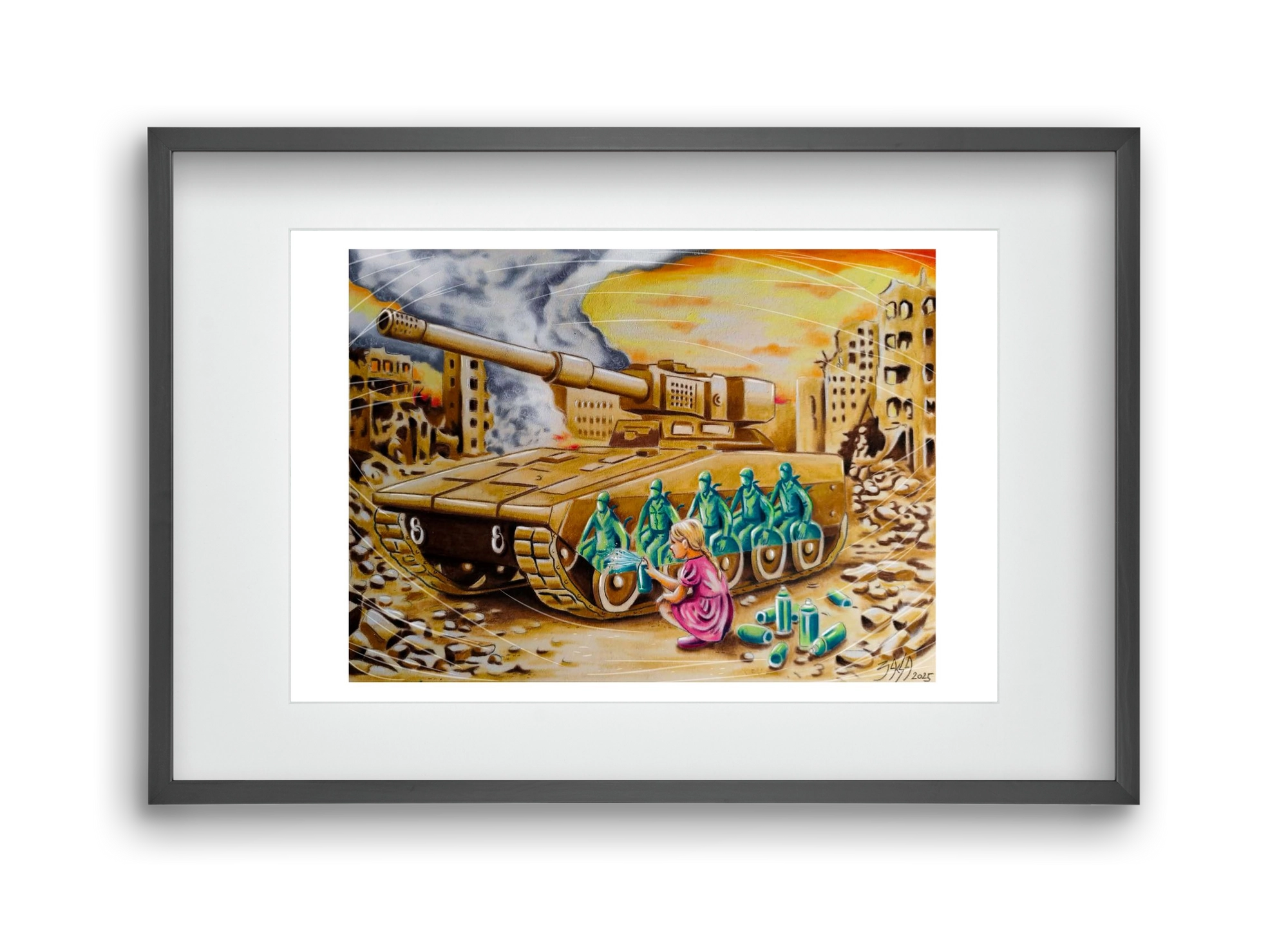 graffiti, 45x30 cm (30x20 cm), Fekete keret, paszpartuval