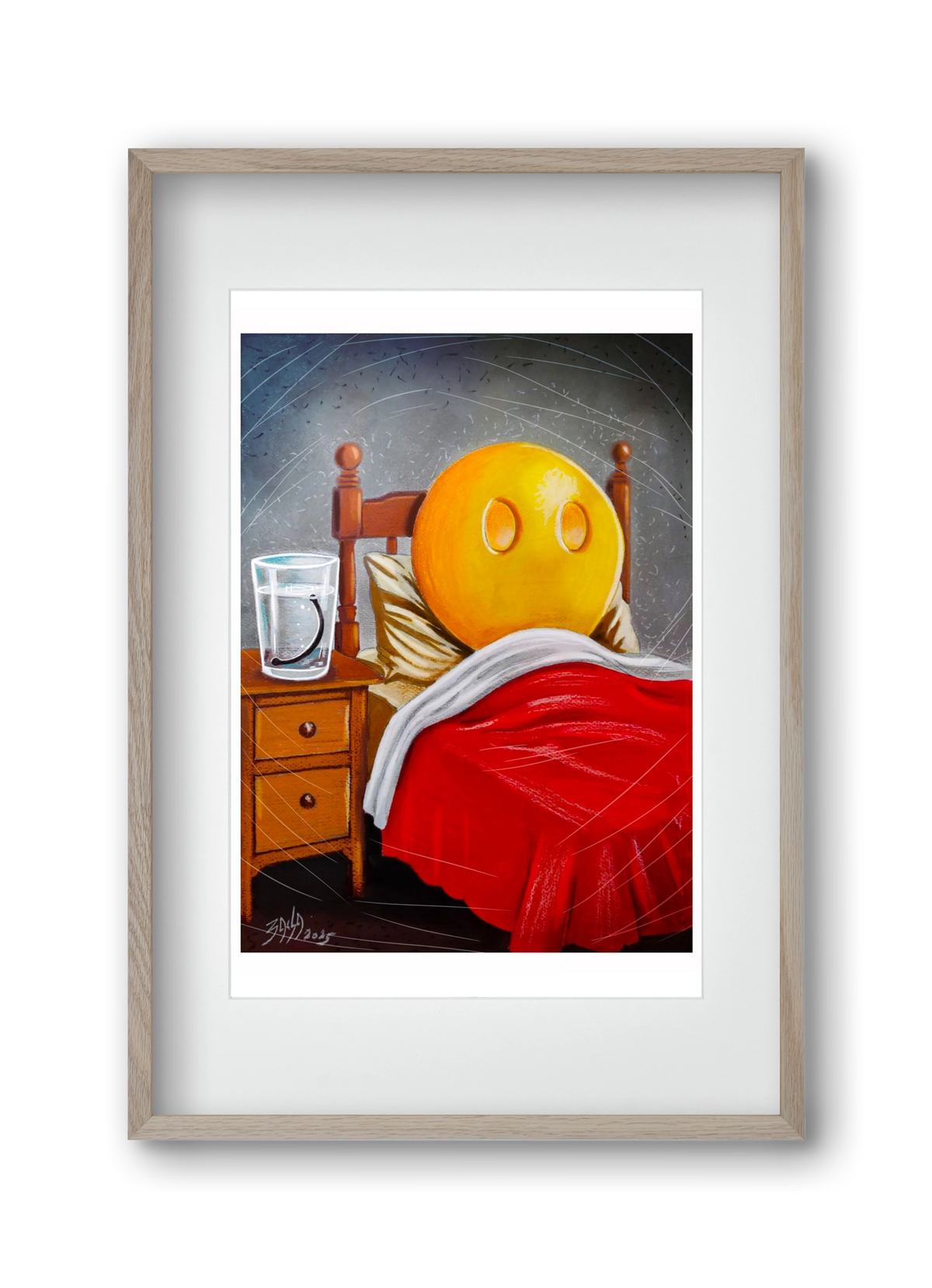 smiley, 30x45 cm (20x30 cm), Tölgy keret, paszpartuval