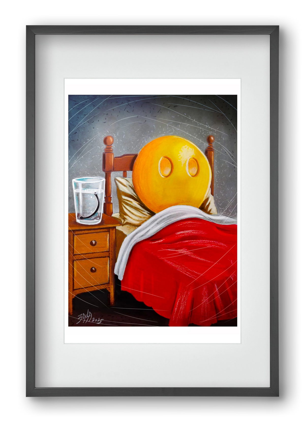 smiley, 40x60 cm (30x45 cm), Fekete keret, paszpartuval