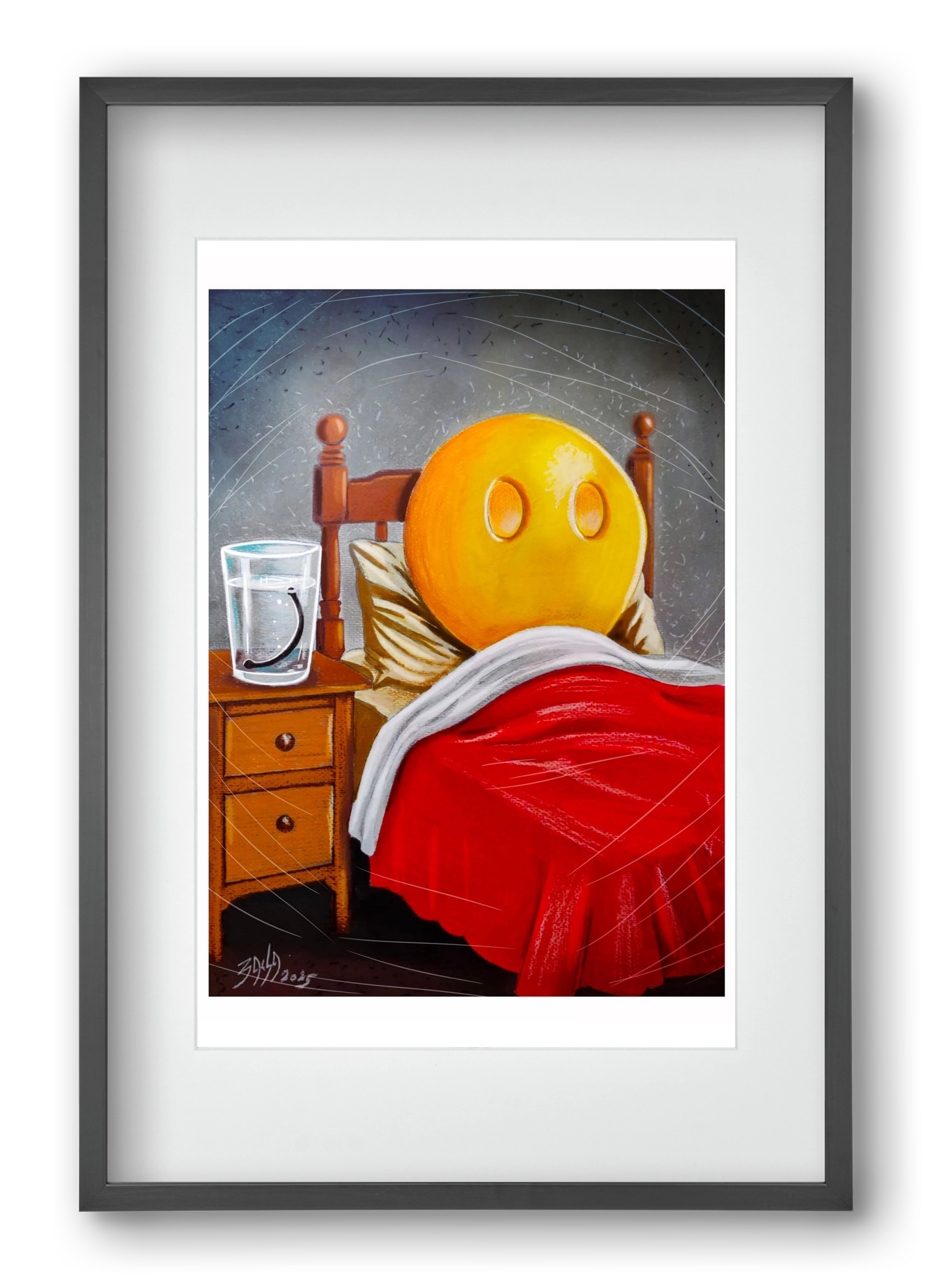 smiley, 40x60 cm (30x45 cm), Fekete keret, paszpartuval