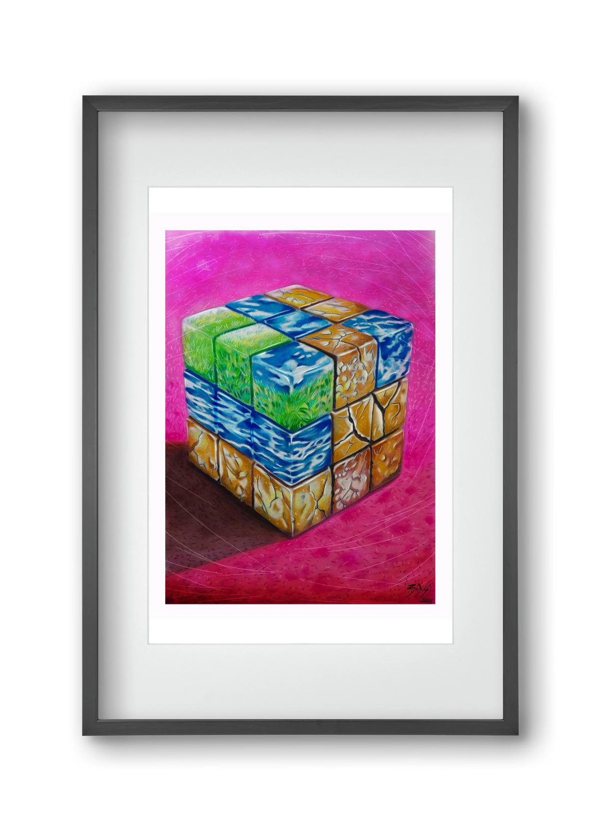 bűvös kocka, 30x45 cm (20x30 cm), Fekete keret, paszpartuval