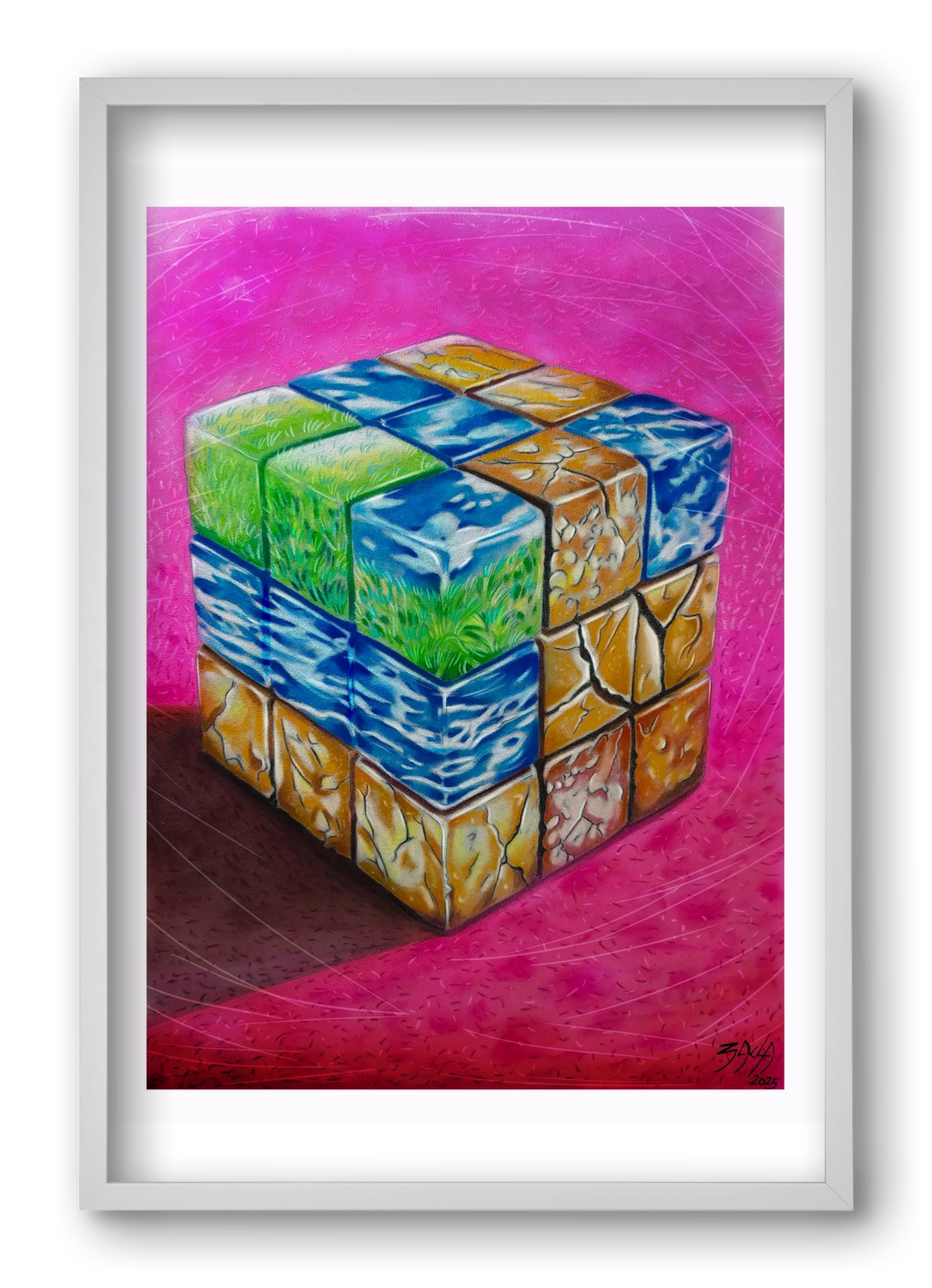 bűvös kocka, 40x60 cm (40x60 cm), Fehér keret