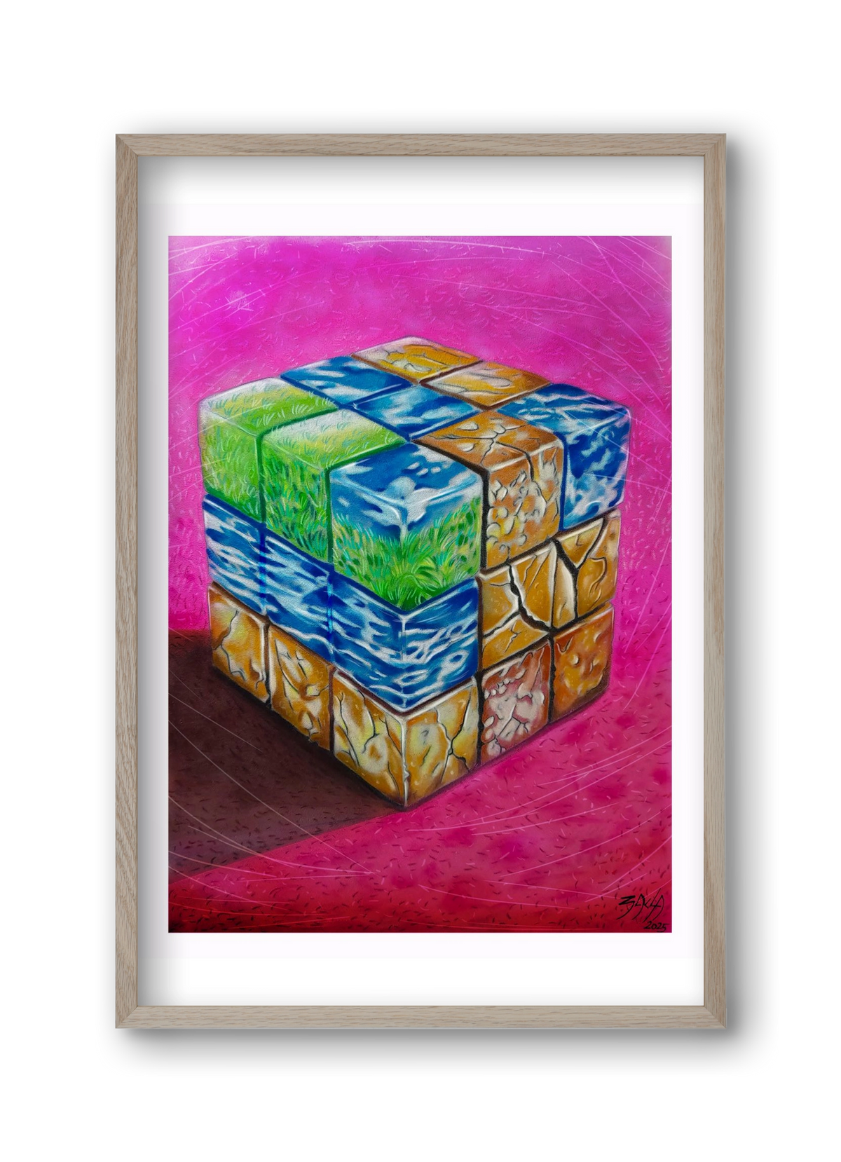 bűvös kocka, 30x45 cm (30x45 cm), Tölgy keret