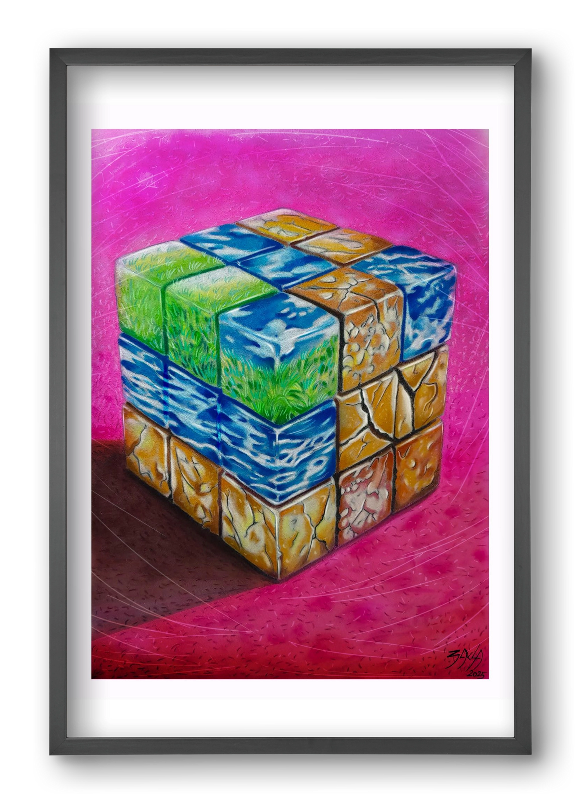 bűvös kocka, 40x60 cm (40x60 cm), Fekete keret