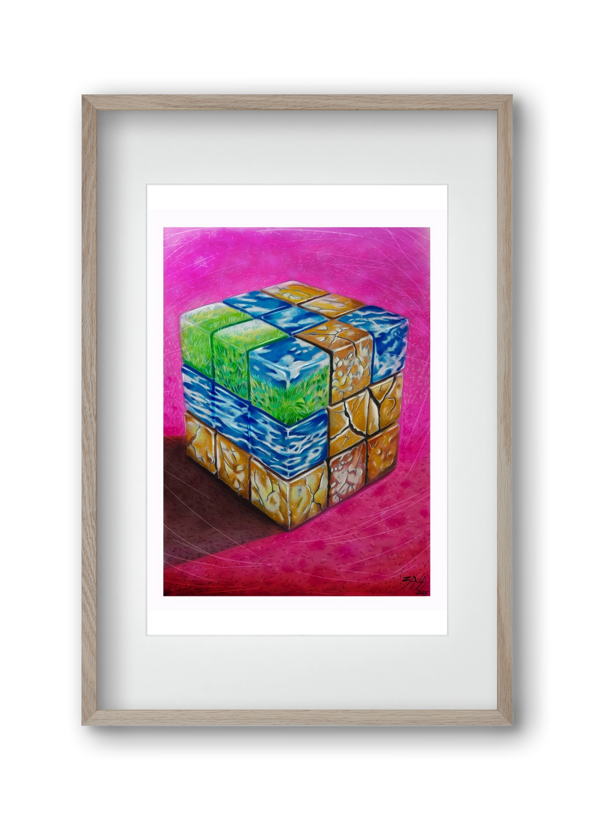 bűvös kocka, 30x45 cm (20x30 cm), Tölgy keret, paszpartuval