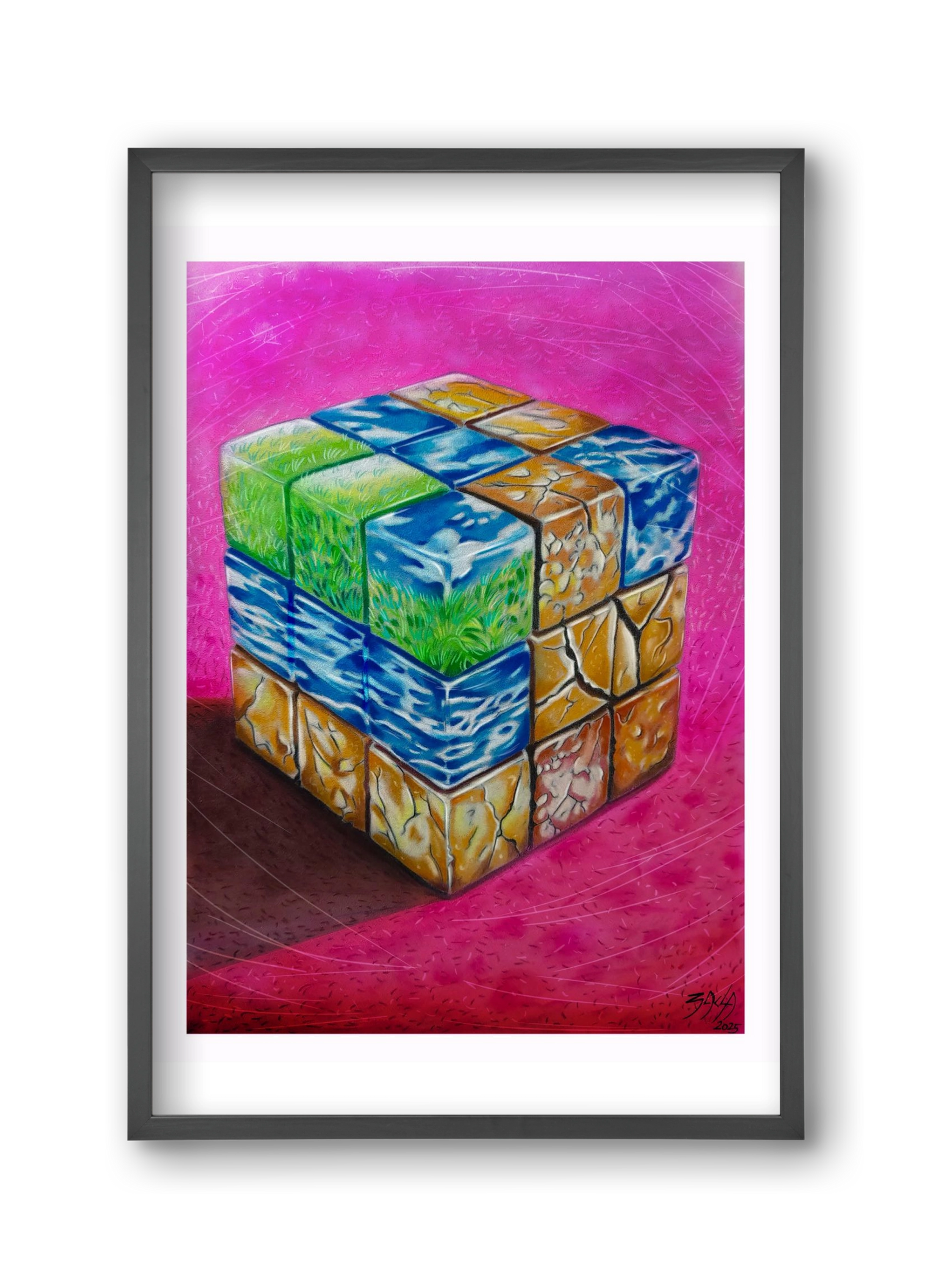 bűvös kocka, 30x45 cm (30x45 cm), Fekete keret