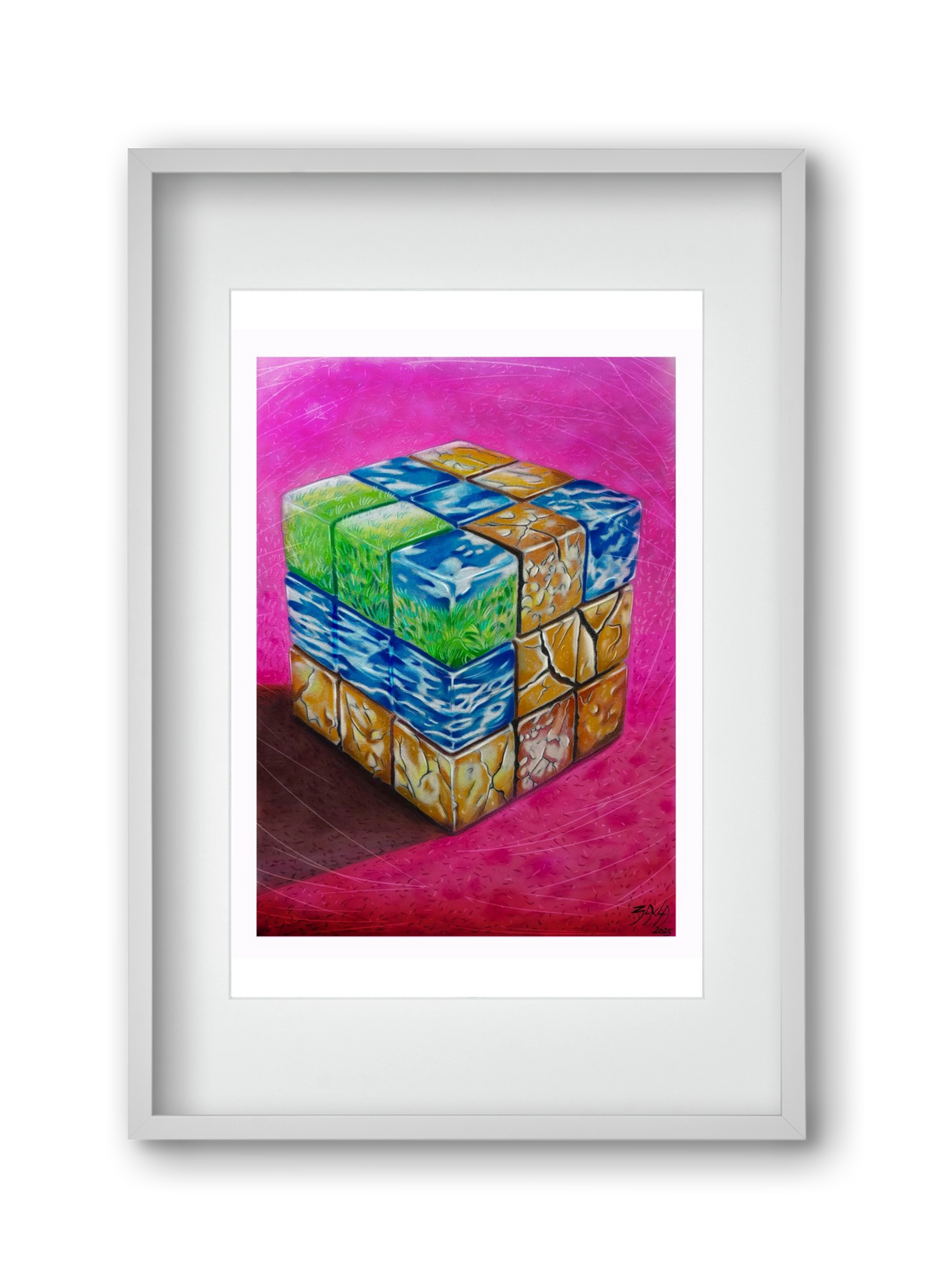 bűvös kocka, 30x45 cm (20x30 cm), Fehér keret, paszpartuval