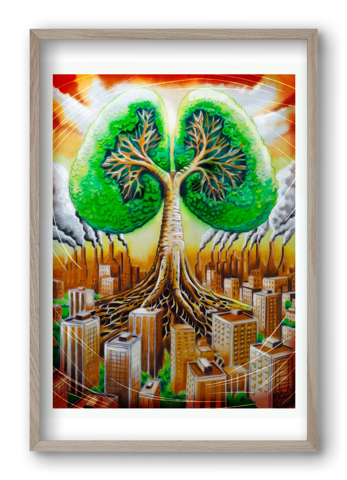levegőt, 40x60 cm (40x60 cm), Tölgy keret