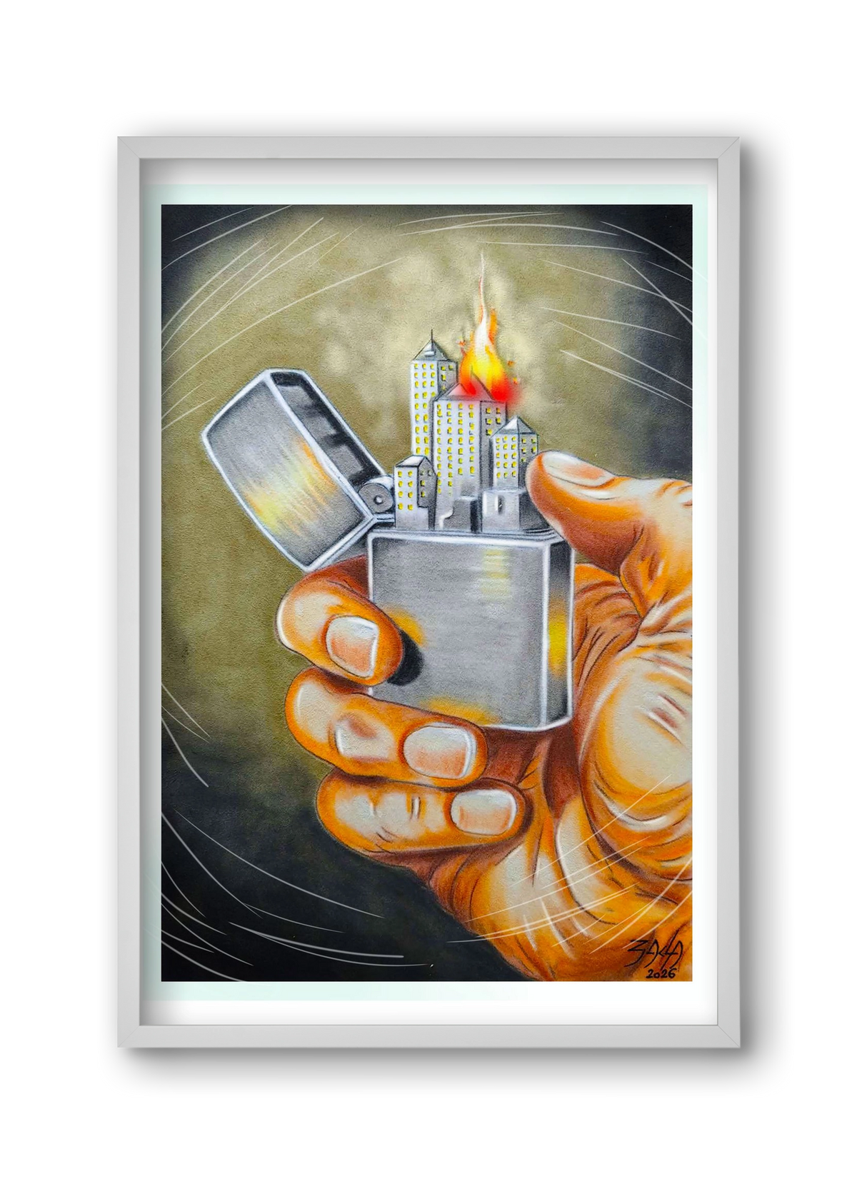 gas, 30x45 cm (30x45 cm), Fehér keret