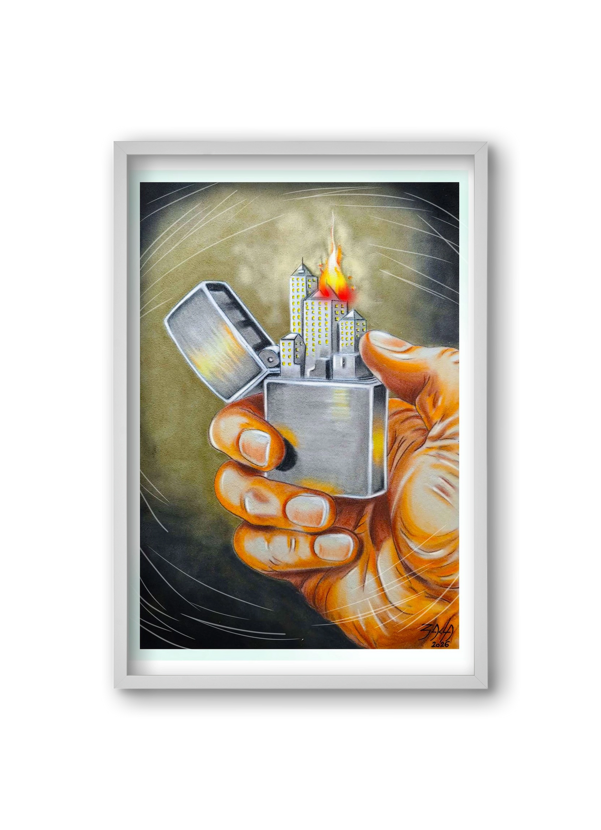 gas, 20x30 cm (20x30 cm), Fehér keret
