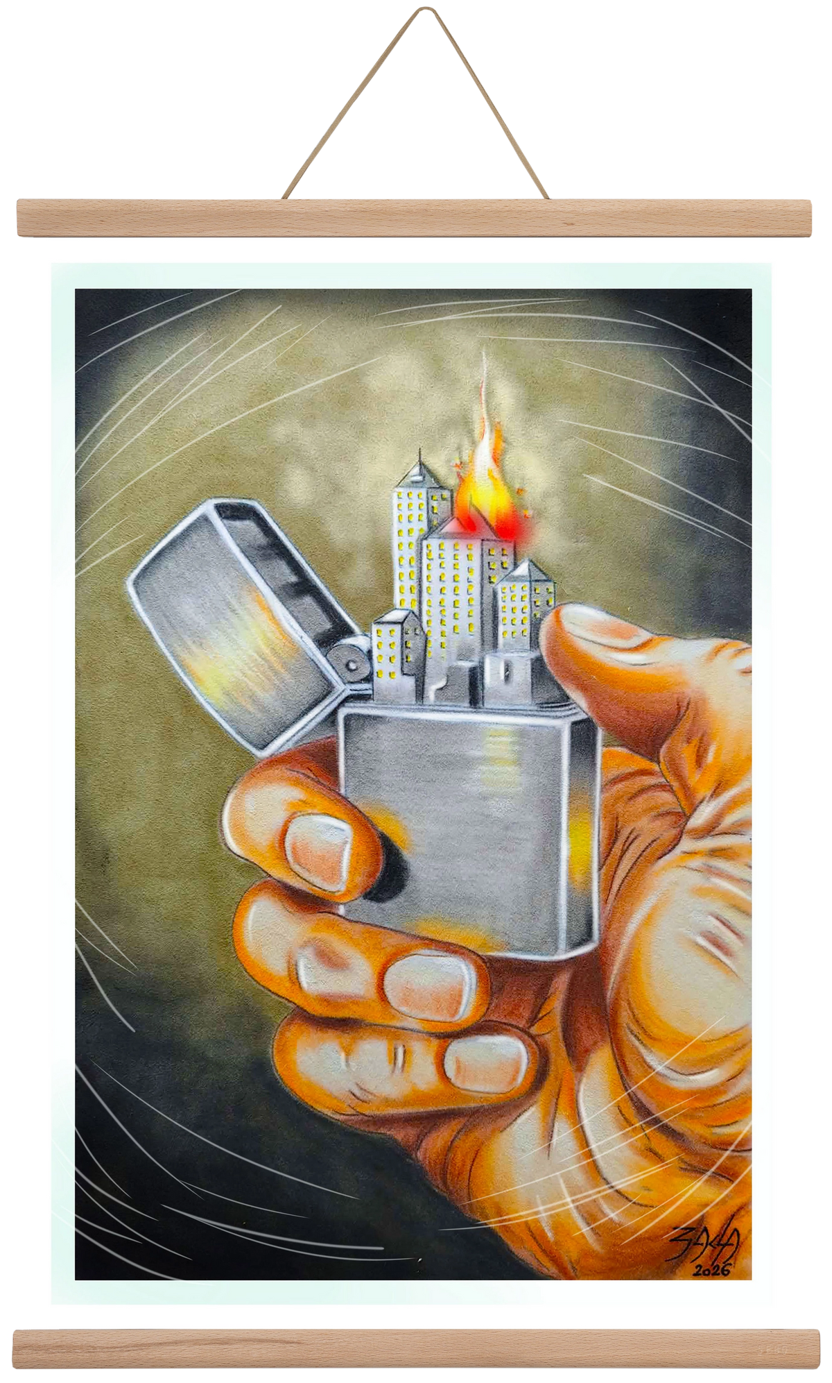 gas, 40x60 cm (40x60 cm), Tölgy akasztó