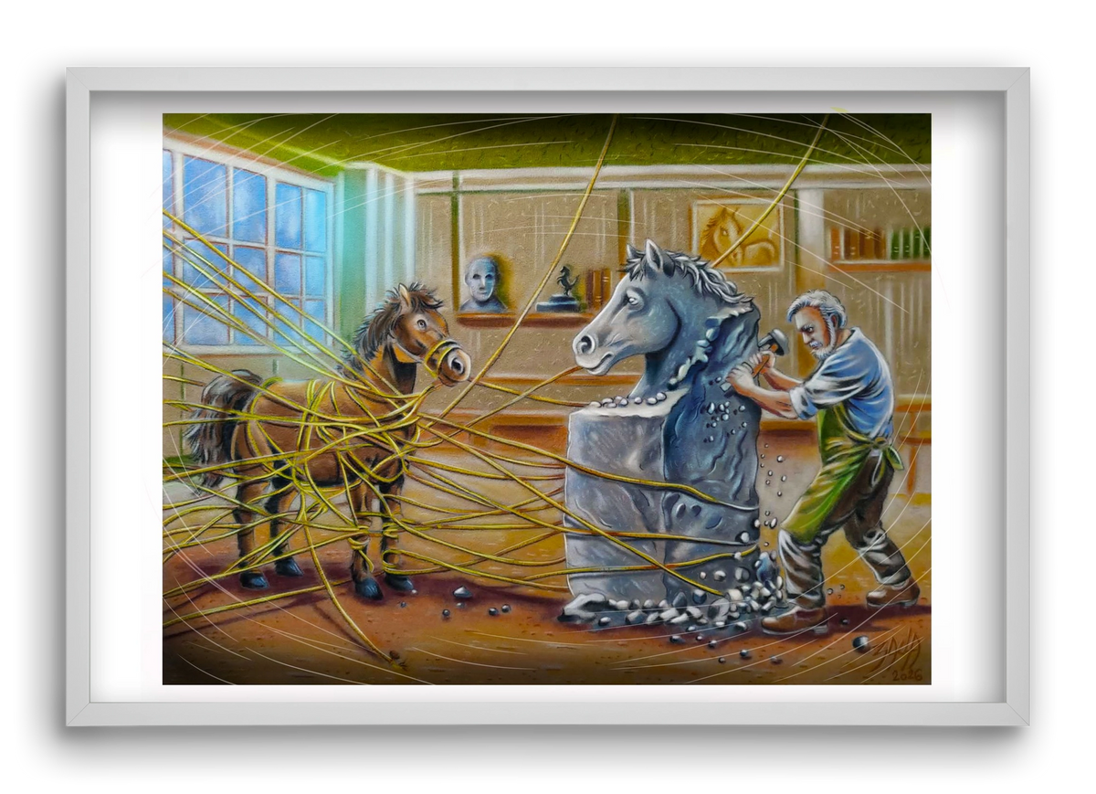 horse, 60x40 cm (60x40 cm), Fehér keret