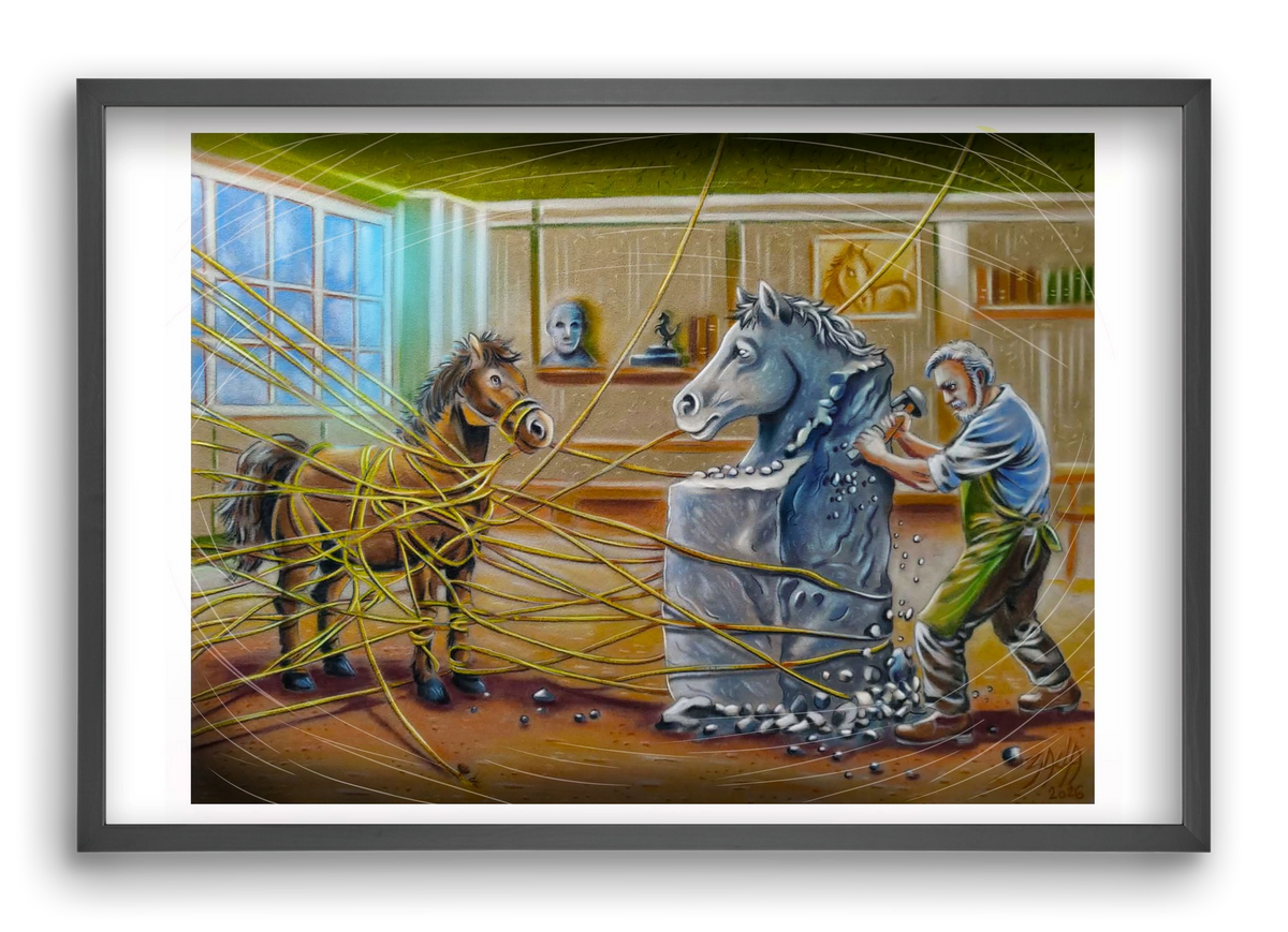 horse, 60x40 cm (60x40 cm), Fekete keret