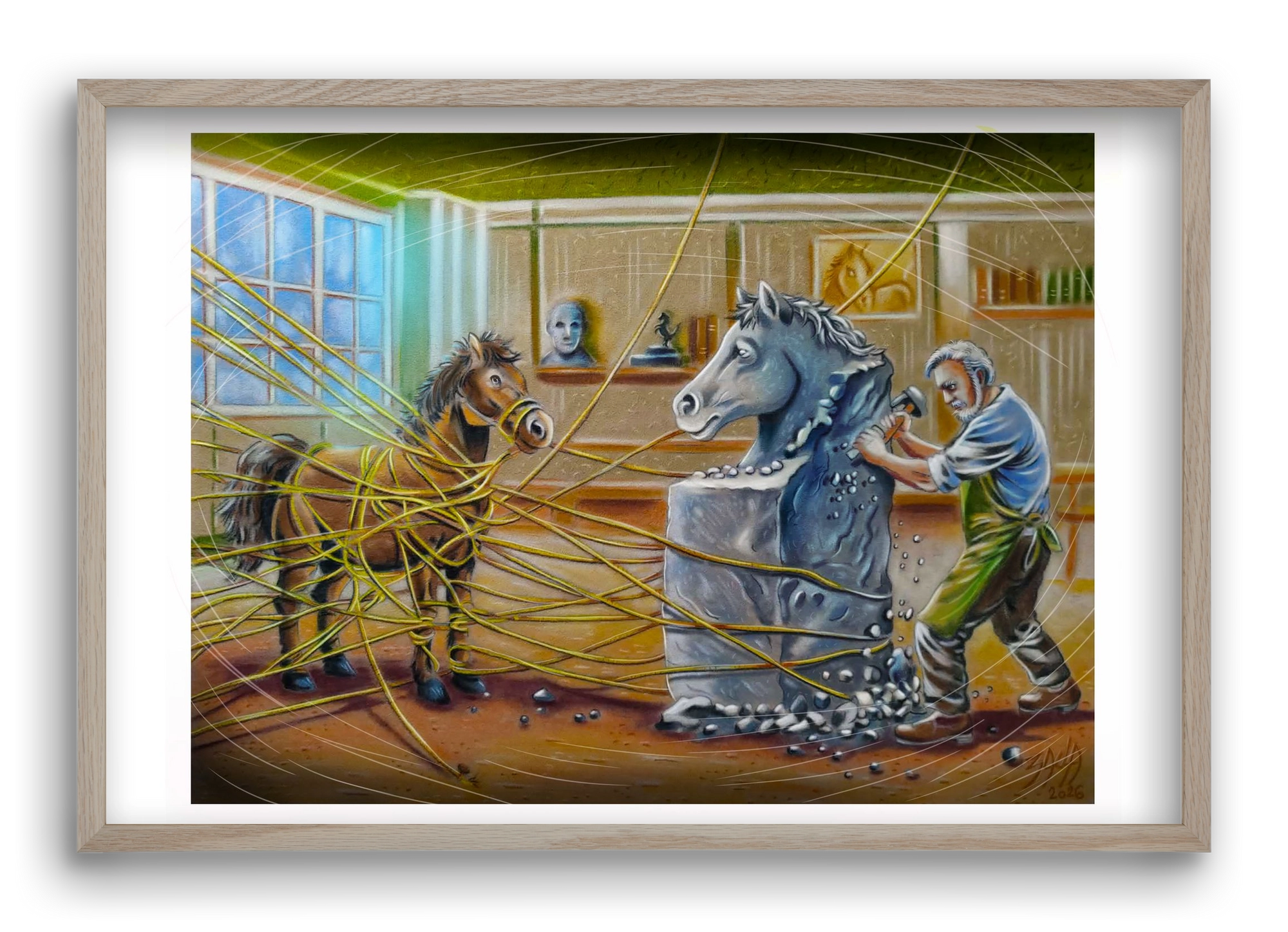 horse, 60x40 cm (60x40 cm), Tölgy keret
